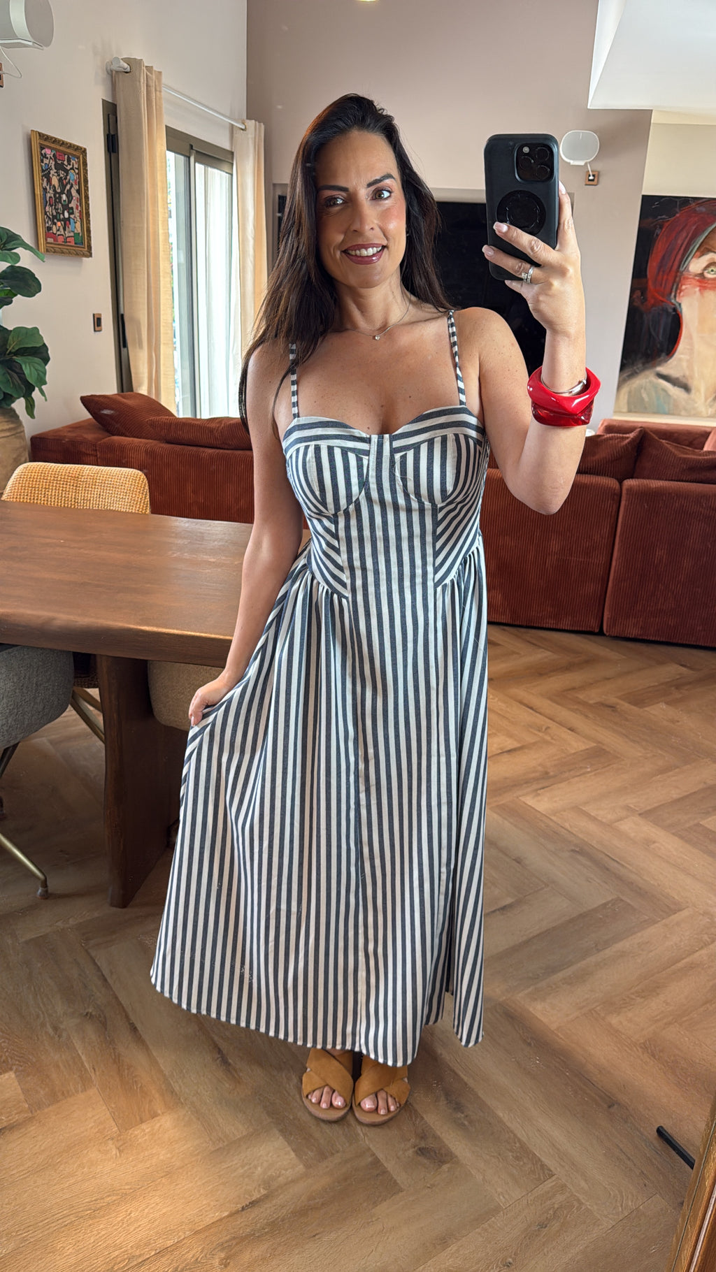 Robe à rayures bleu marine et blanche