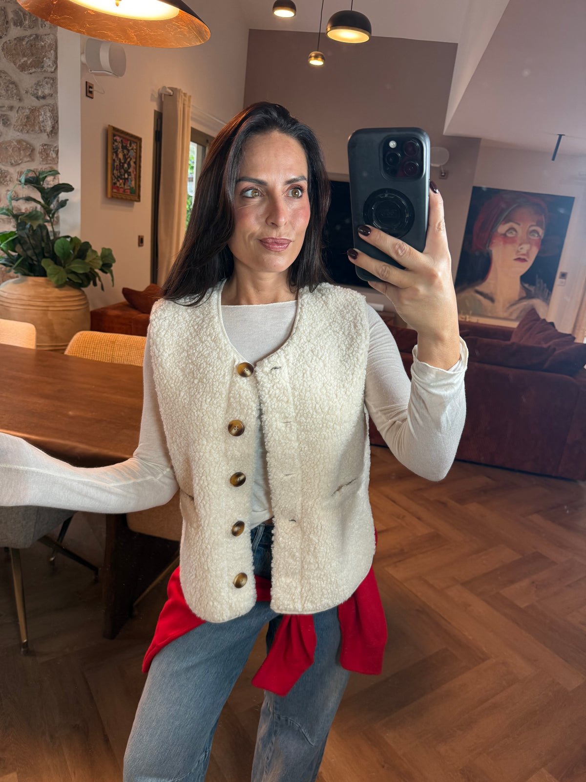 Veste moutonnée écru
