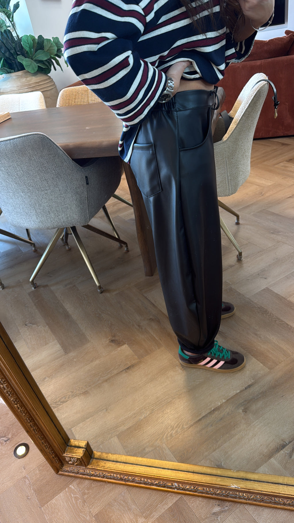 Pantalon barrel similicuir