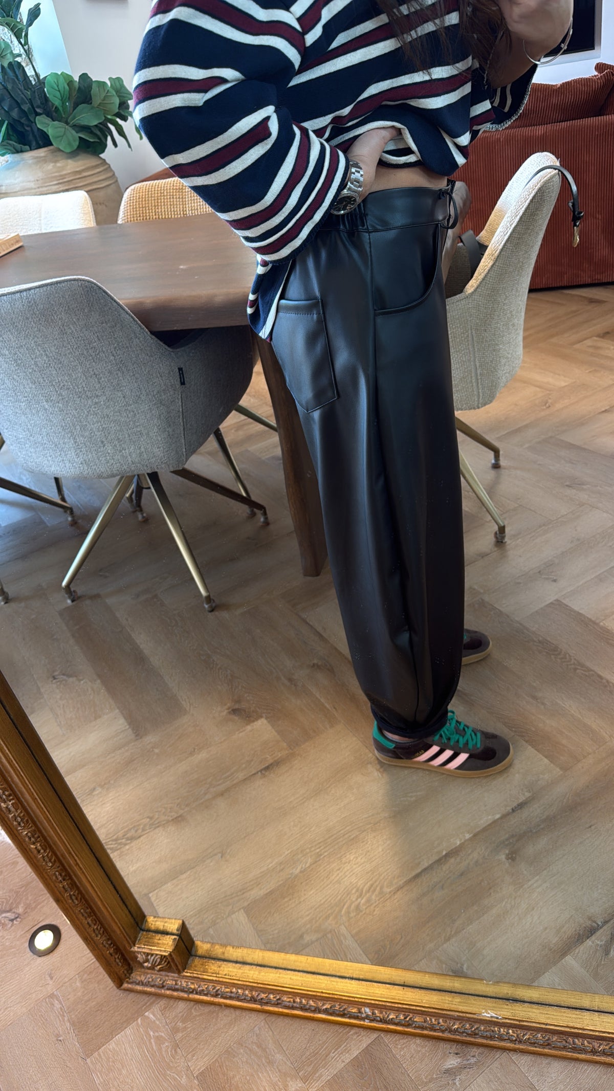 Pantalon barrel similicuir