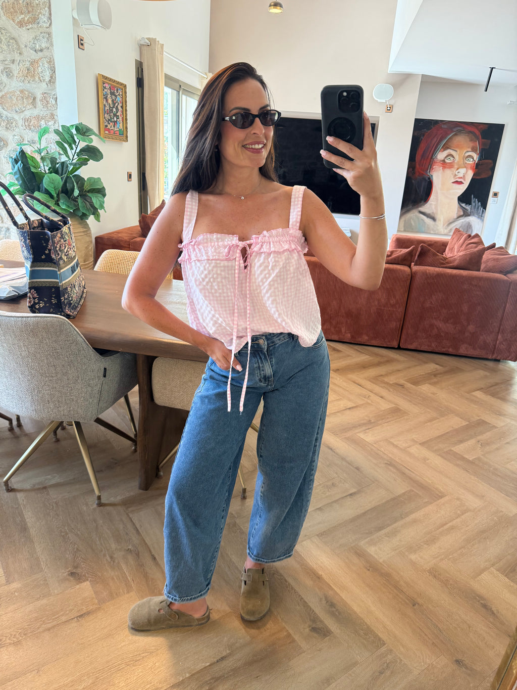 Top vichy rose et blanc