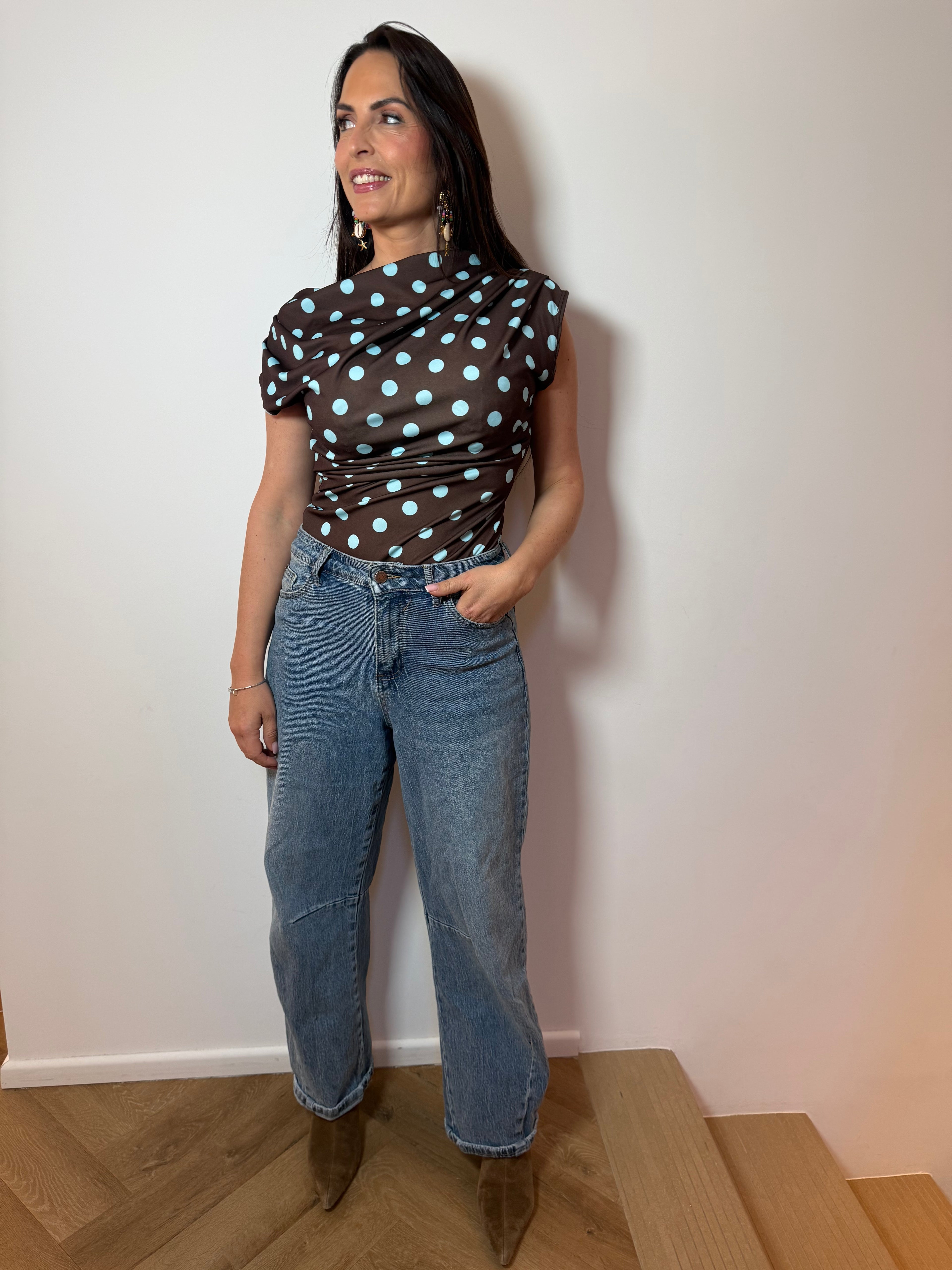 Top polka dots marron