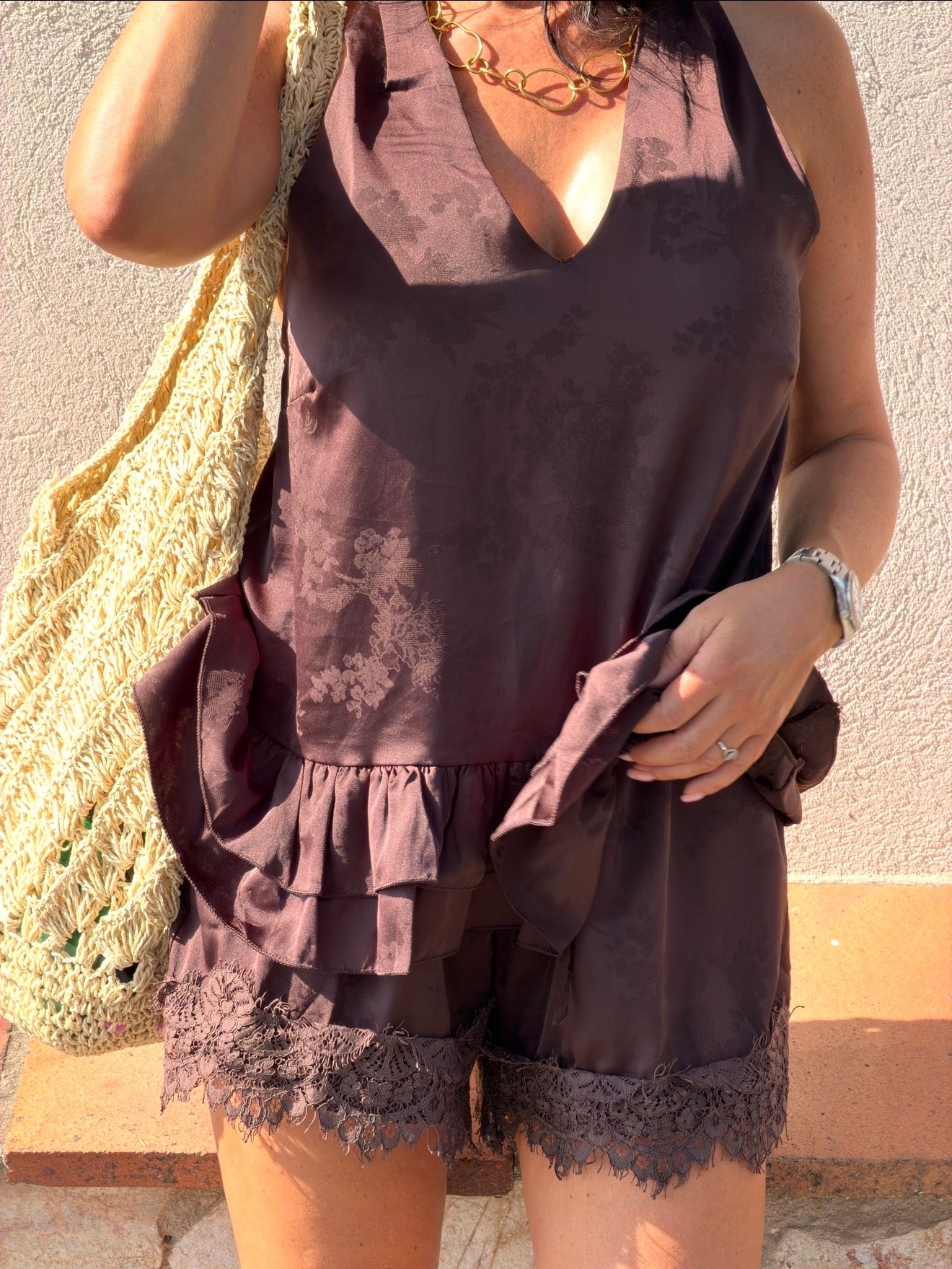 Ensemble short et top chocolat