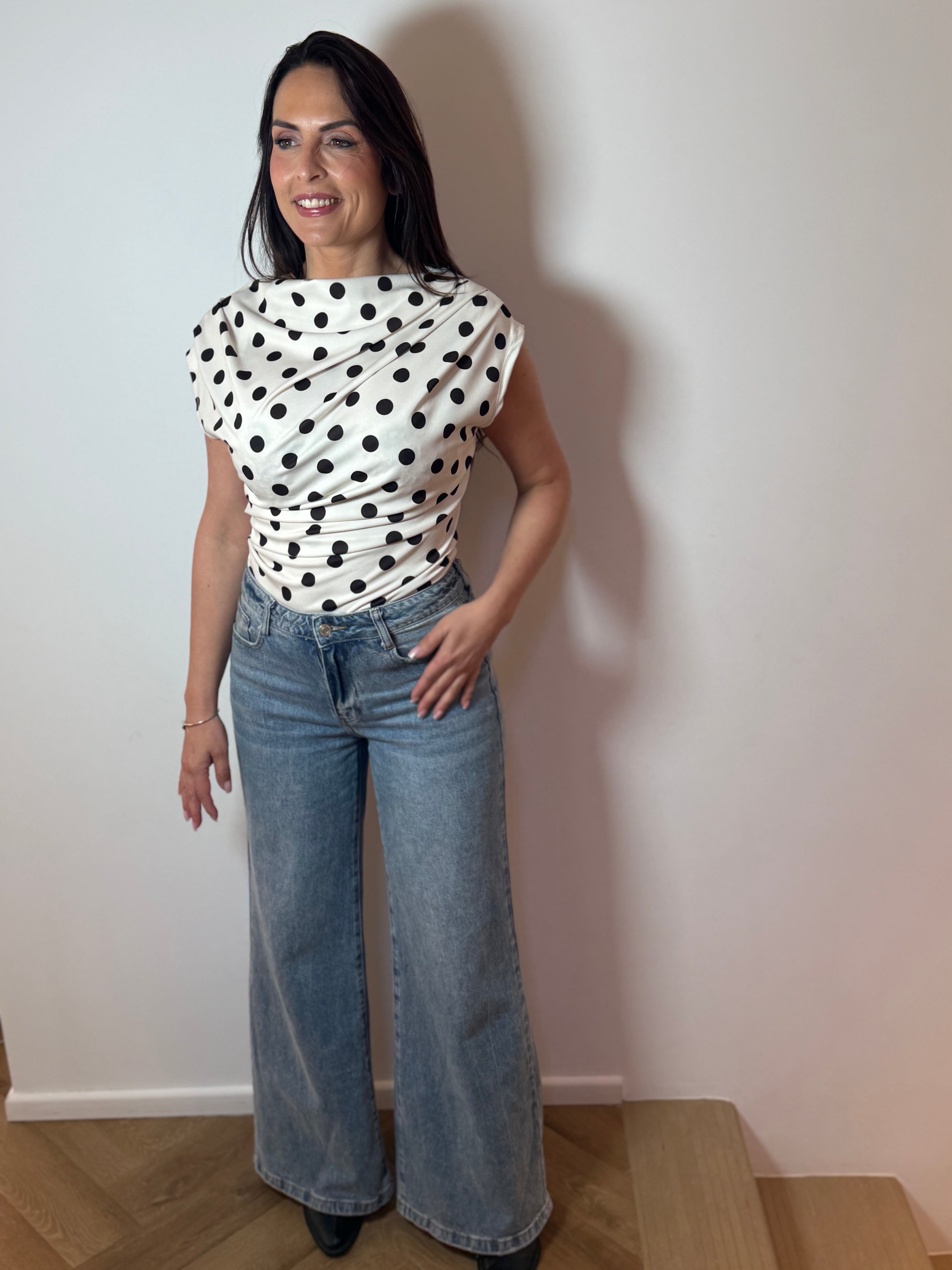 Top polka dots blanc