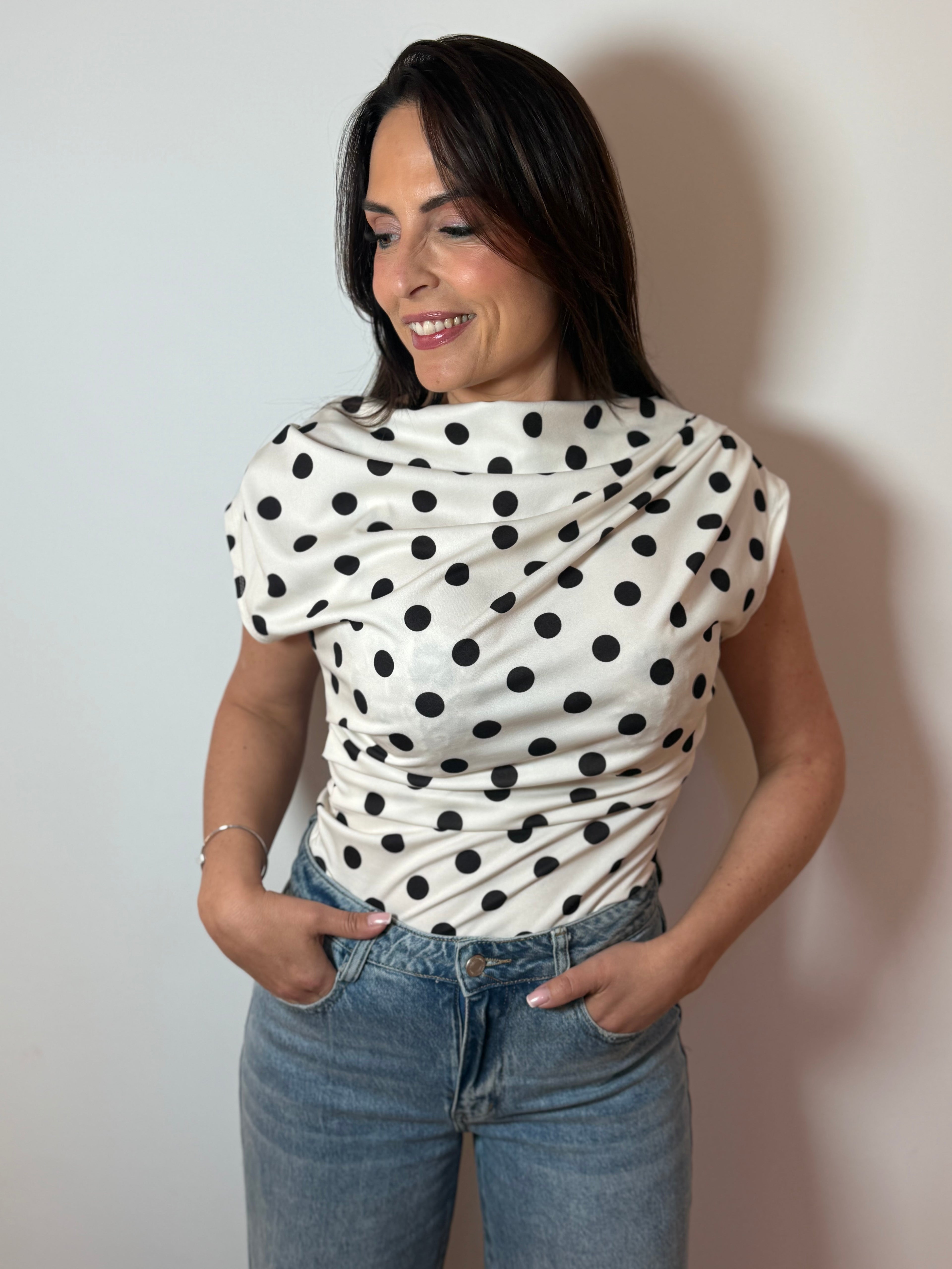 Top polka dots blanc