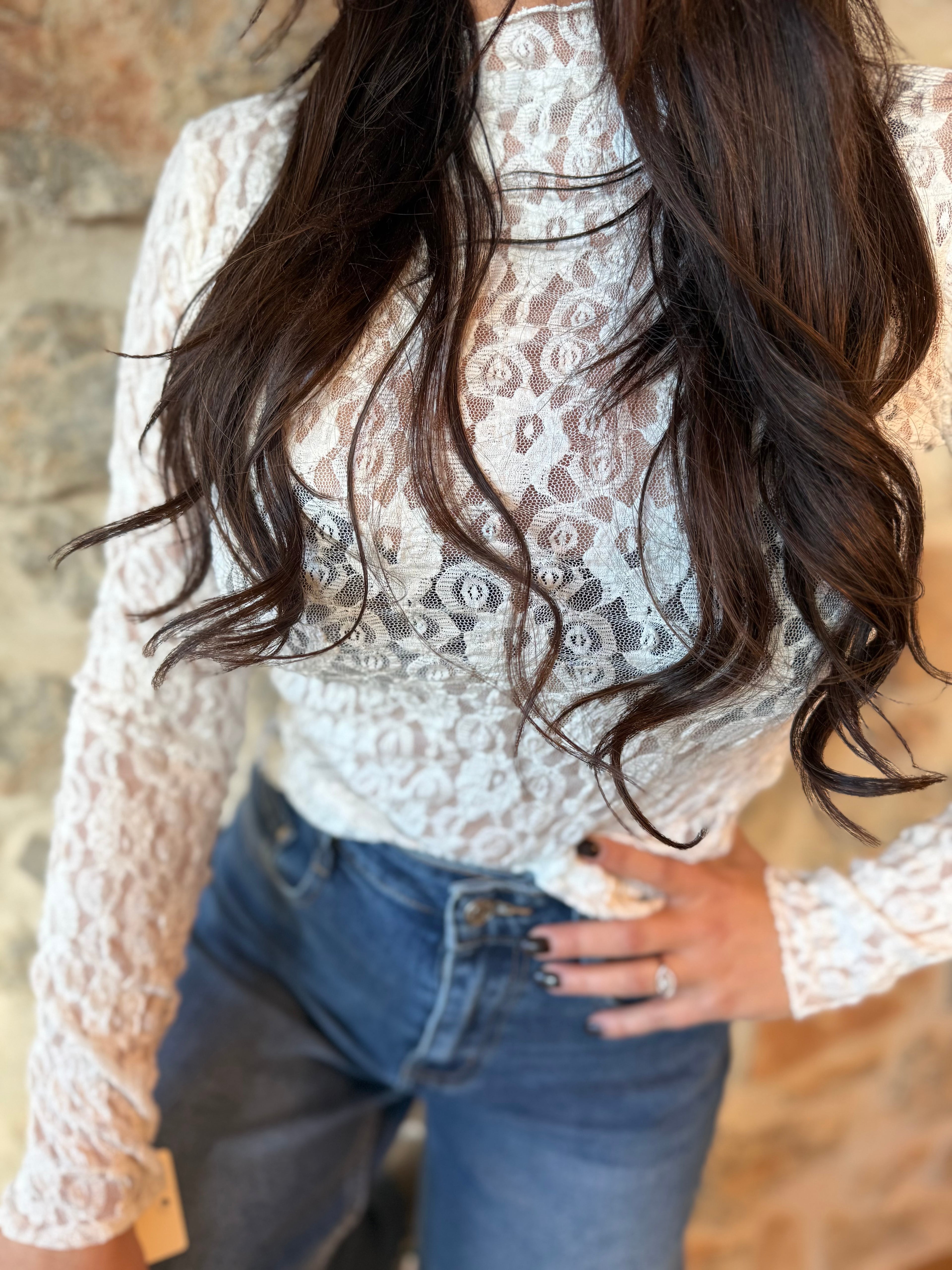 Top en dentelle blanc