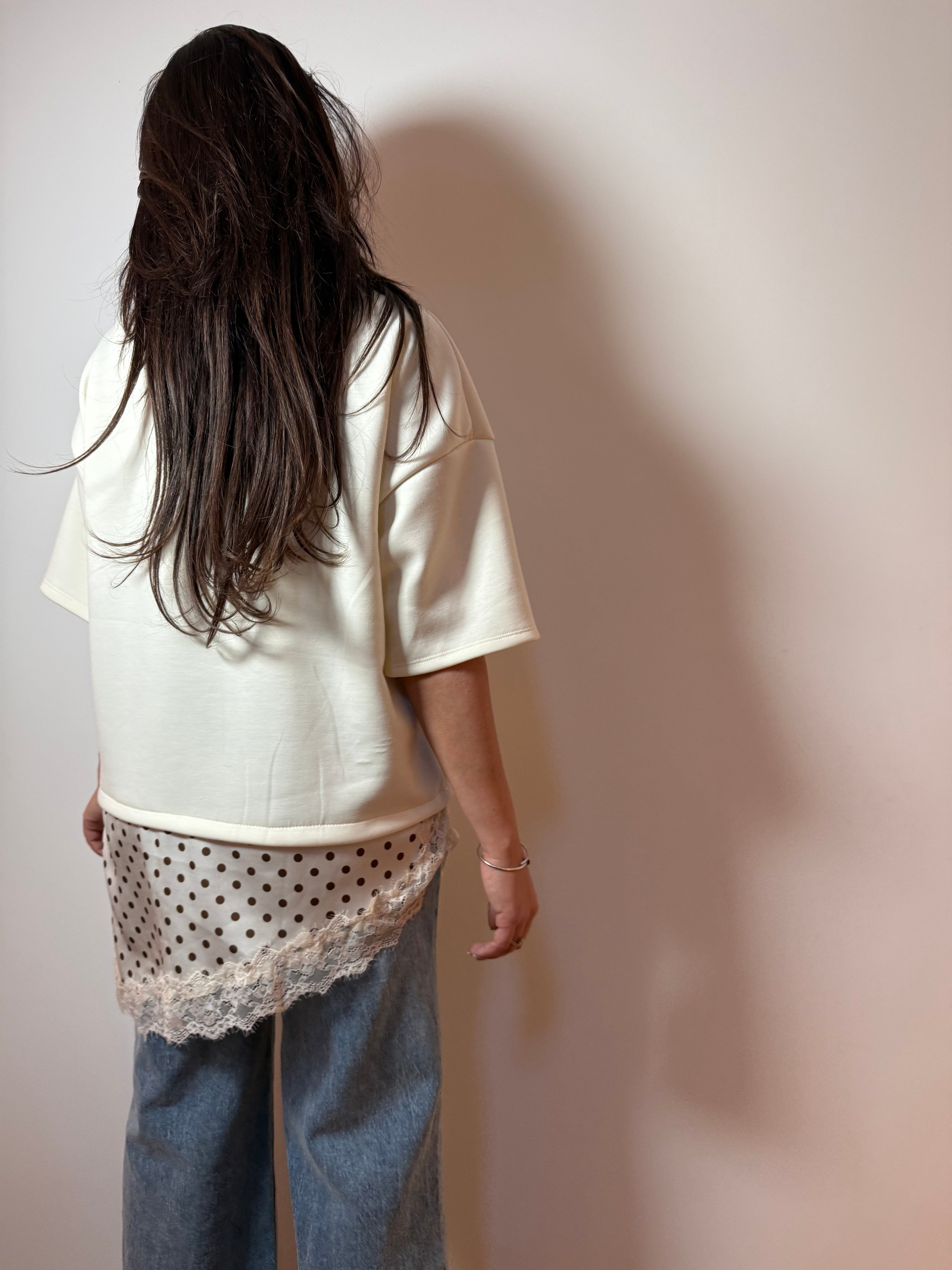 T-shirt ample asymétrique à pois