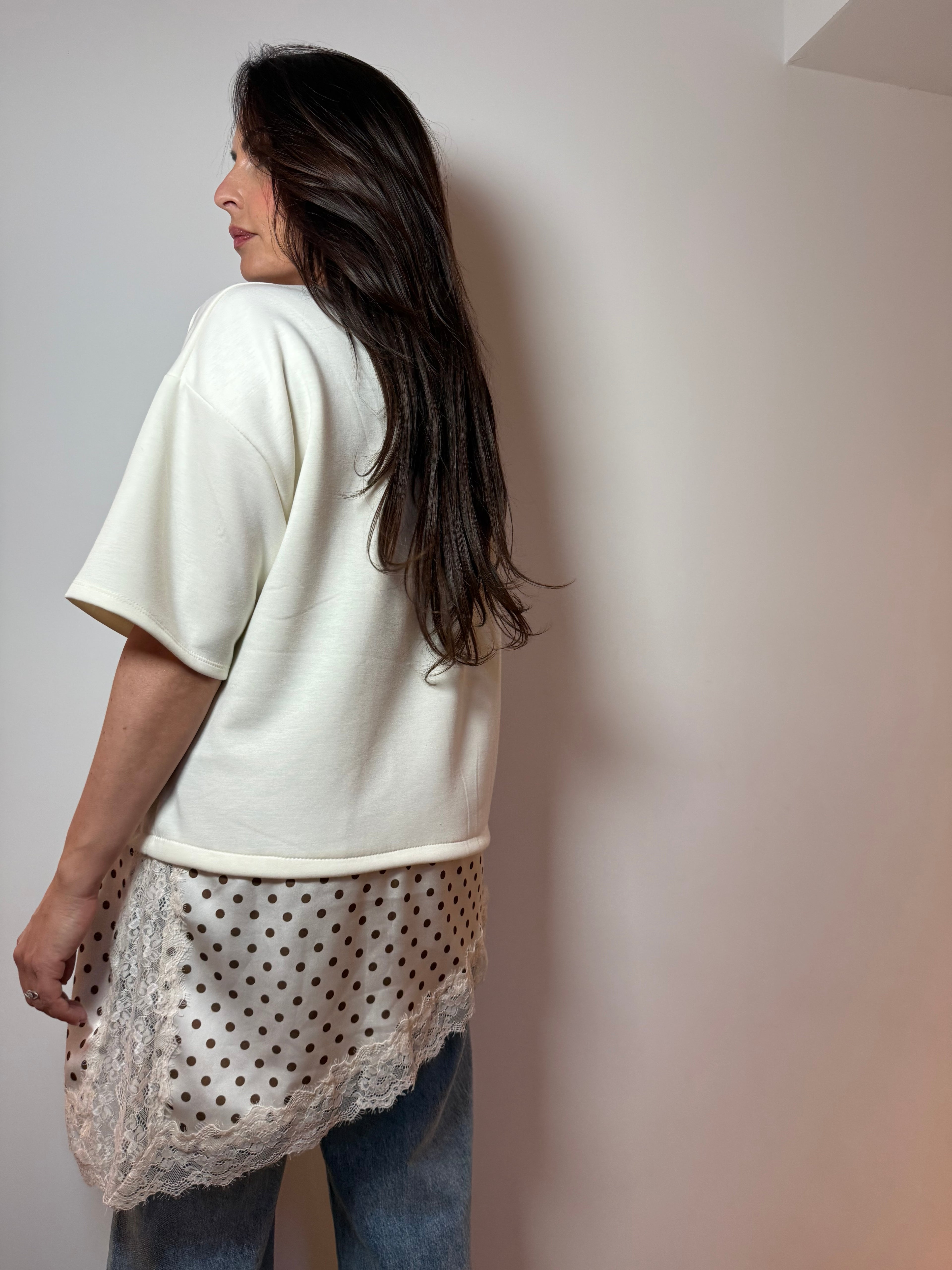 T-shirt ample asymétrique à pois
