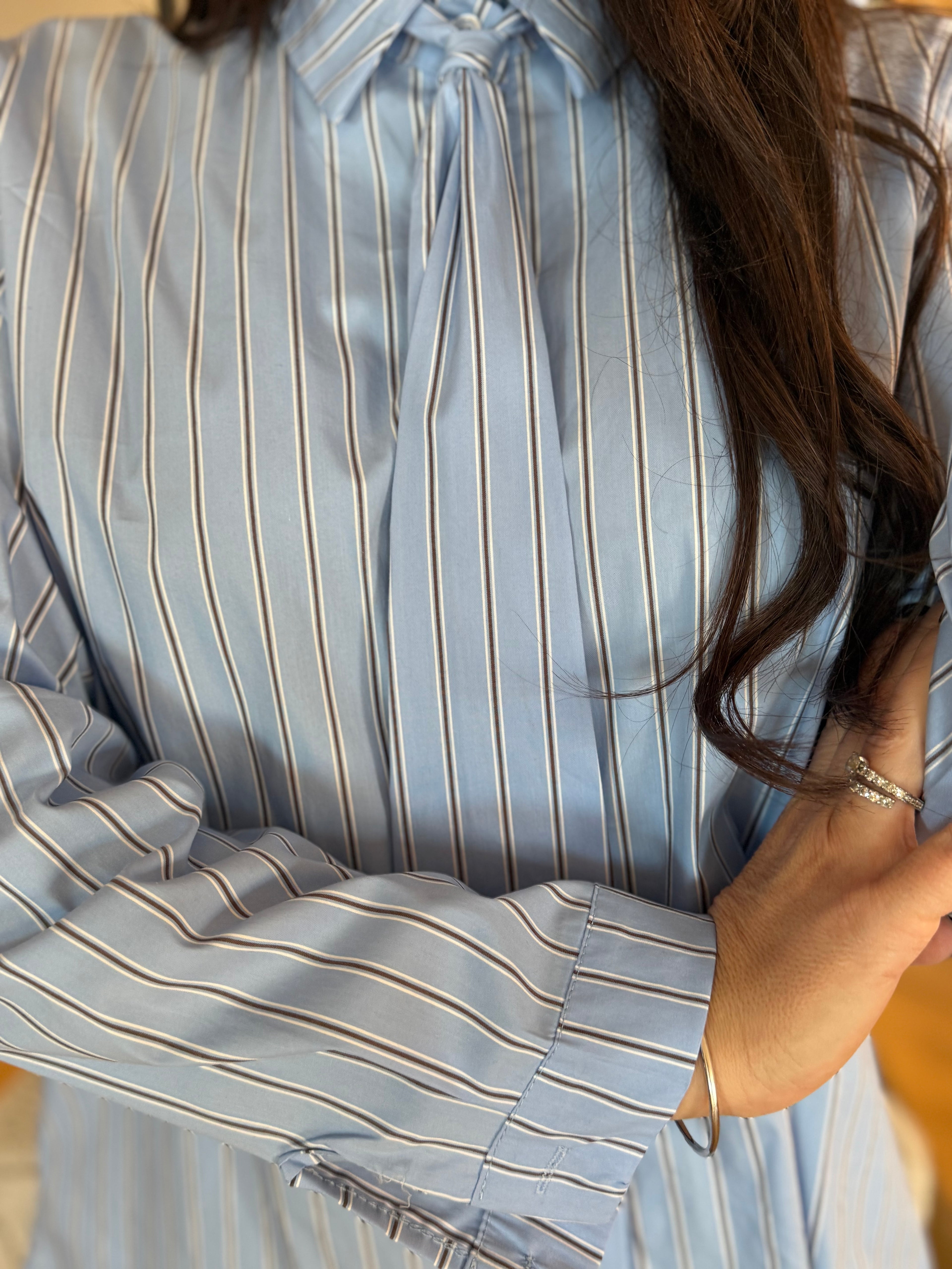 Chemise rayé bleu ciel choco