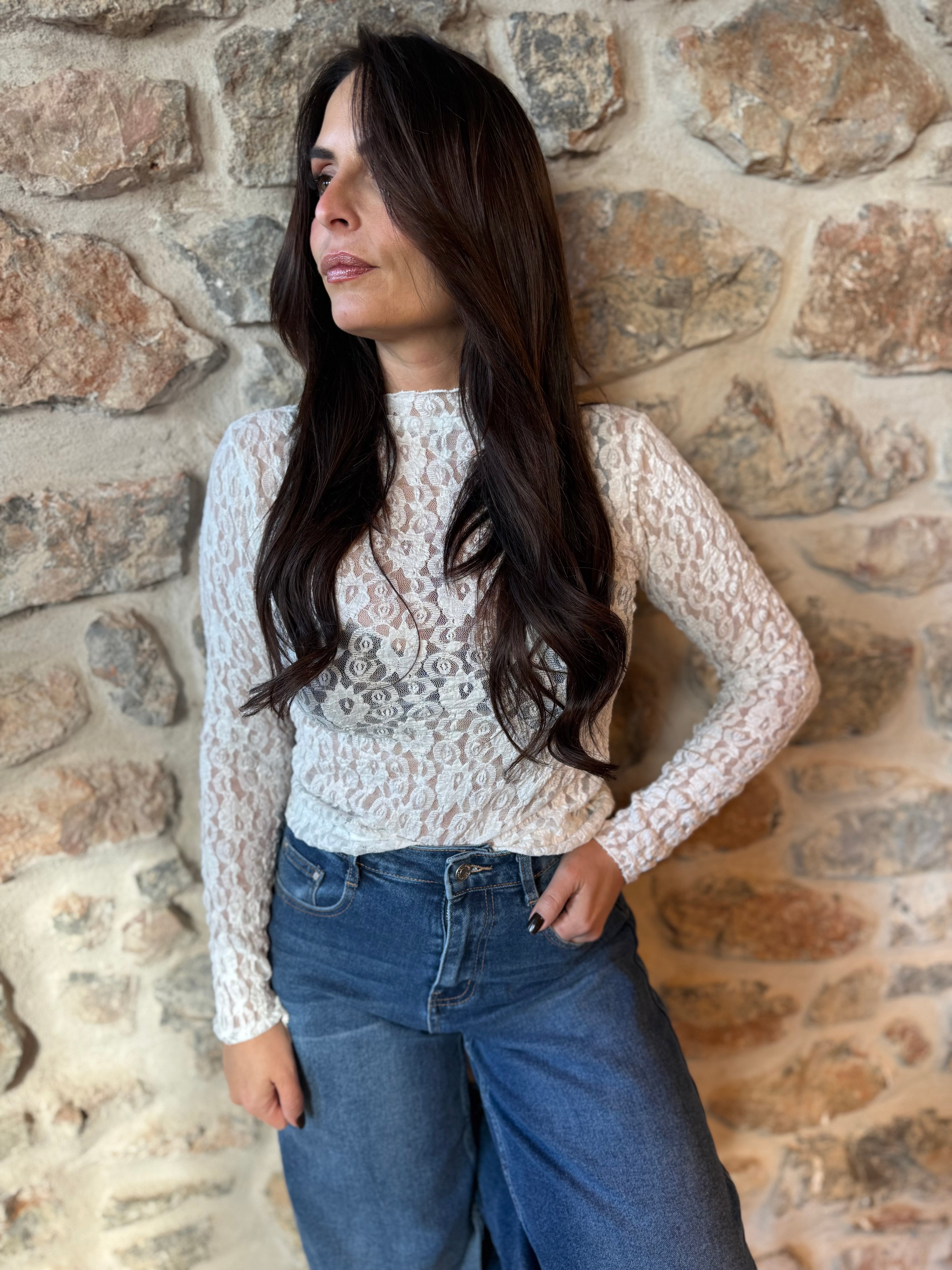 Top en dentelle blanc