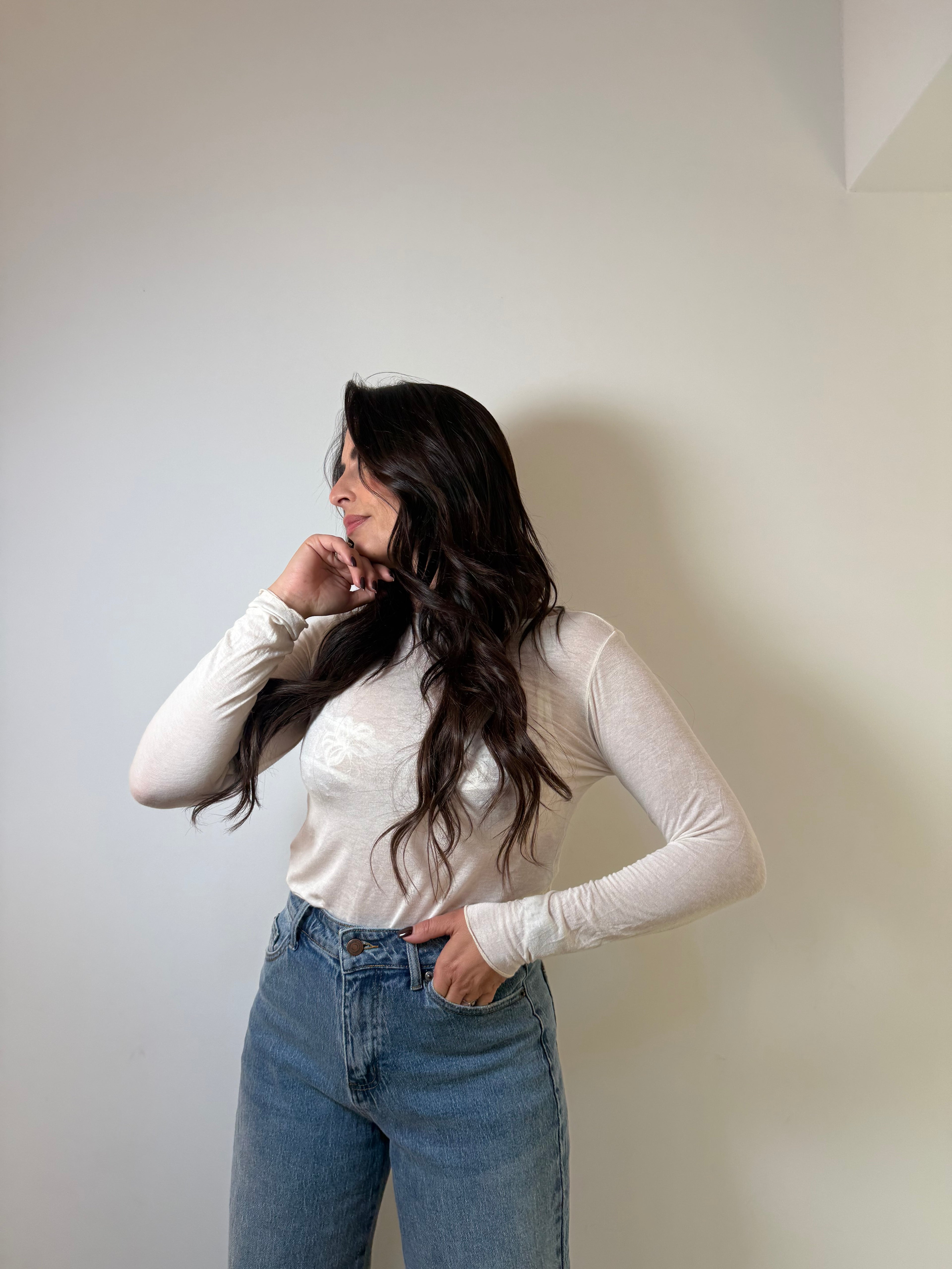 Top manches longues crème