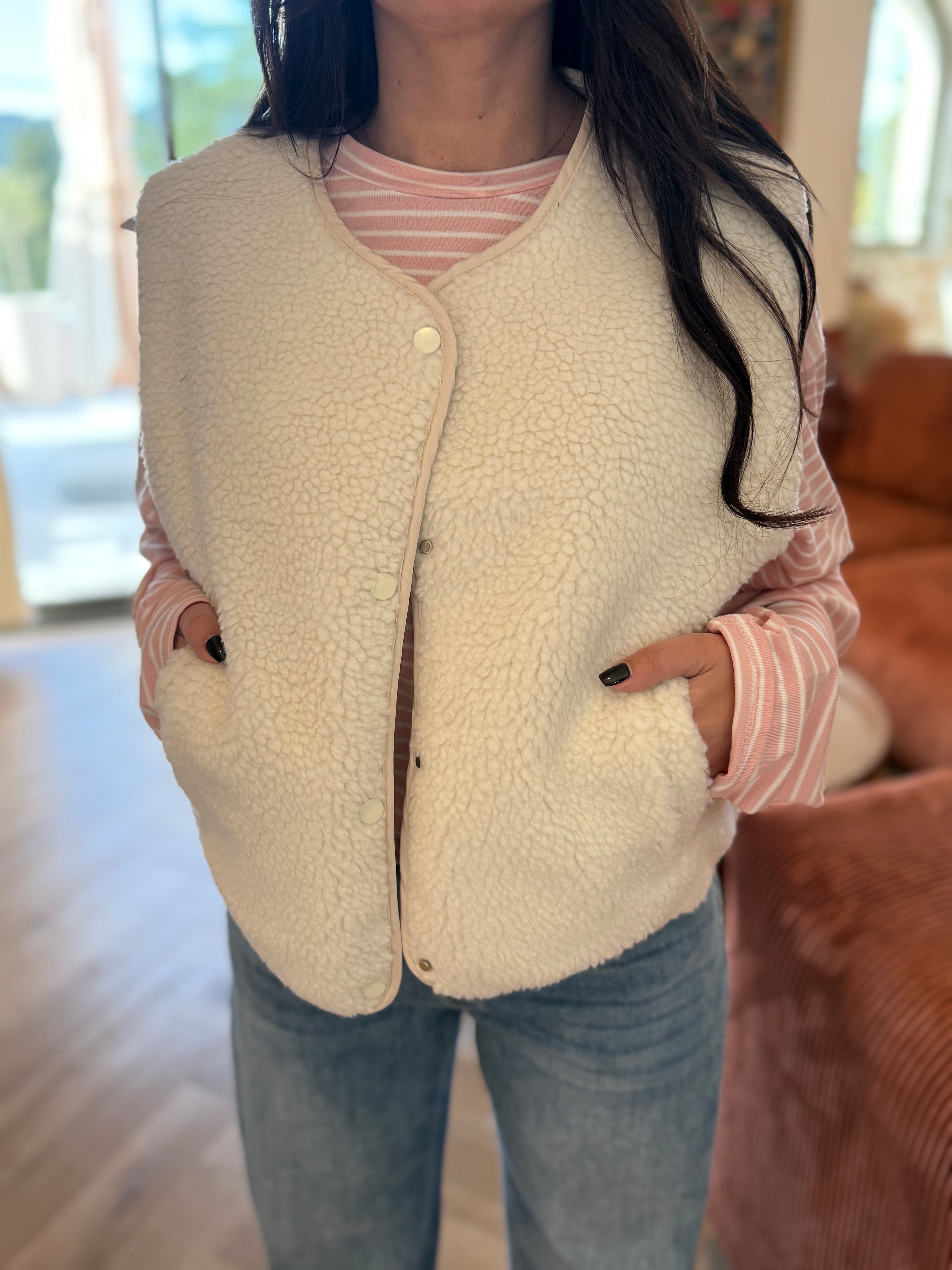 Veste sans manches effet Teddy