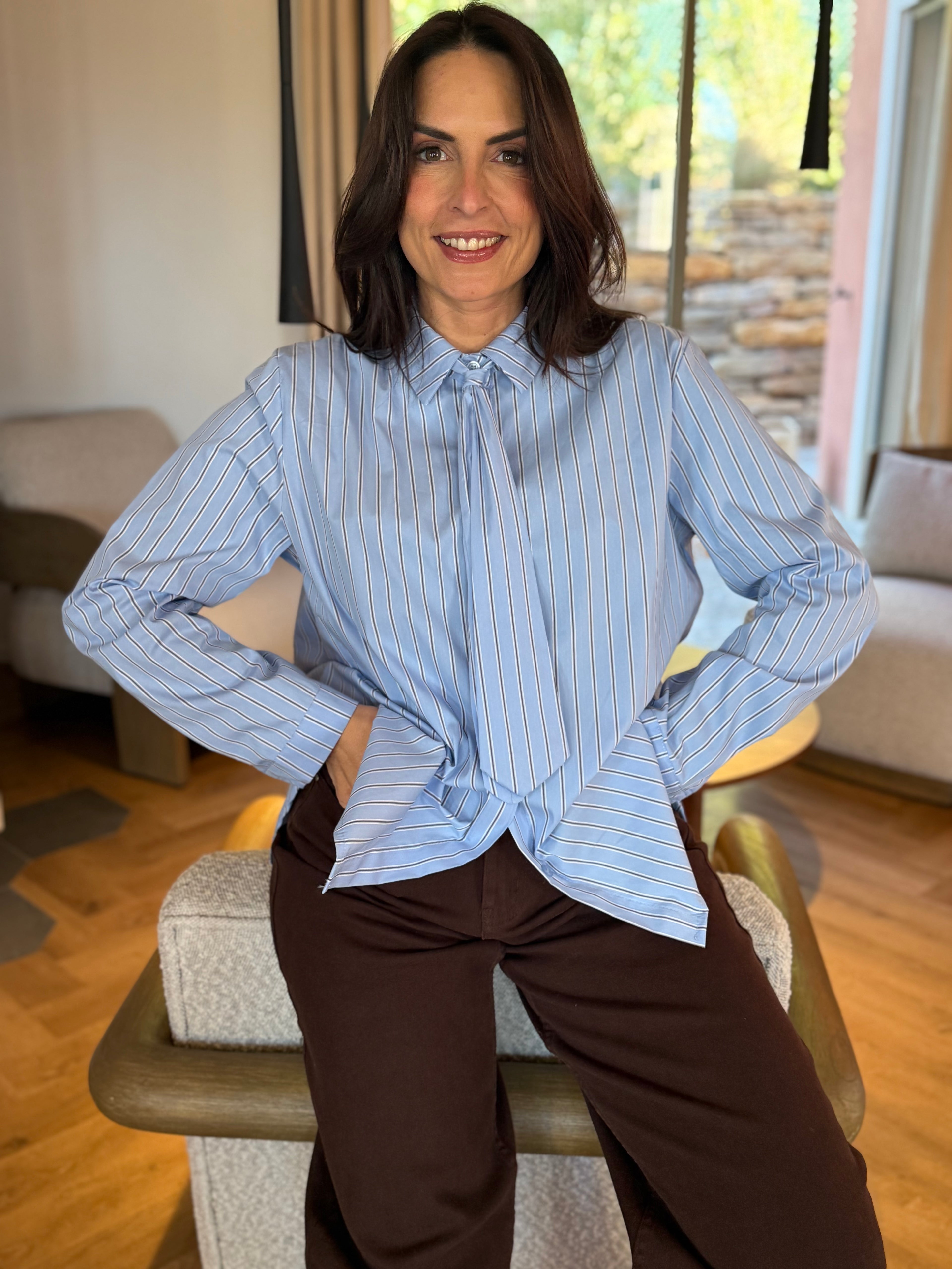 Chemise rayé bleu ciel choco