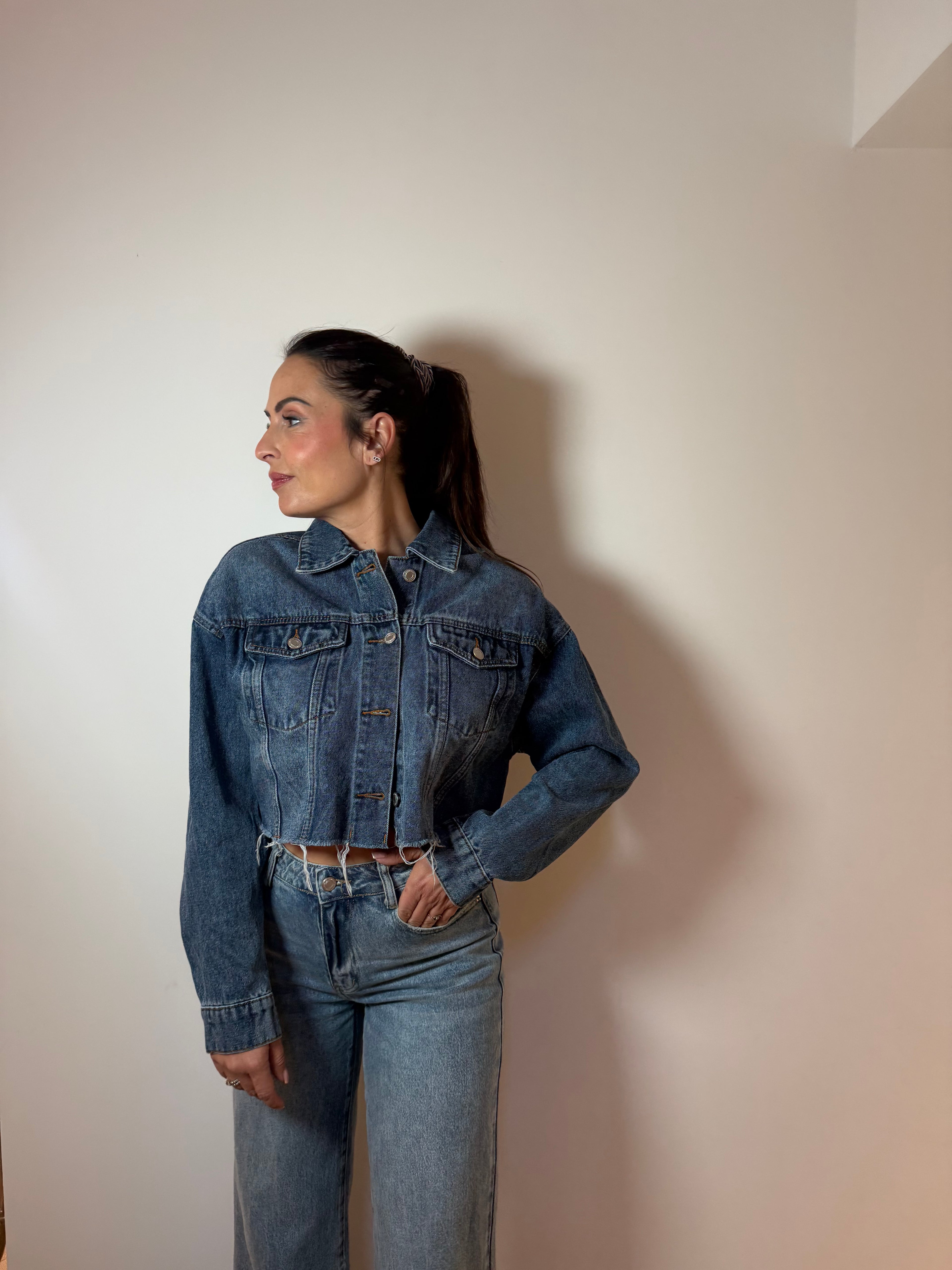 Veste en jean Crop