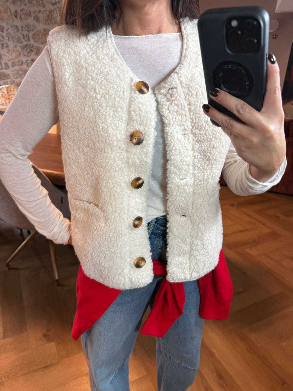 Veste moutonnée écru