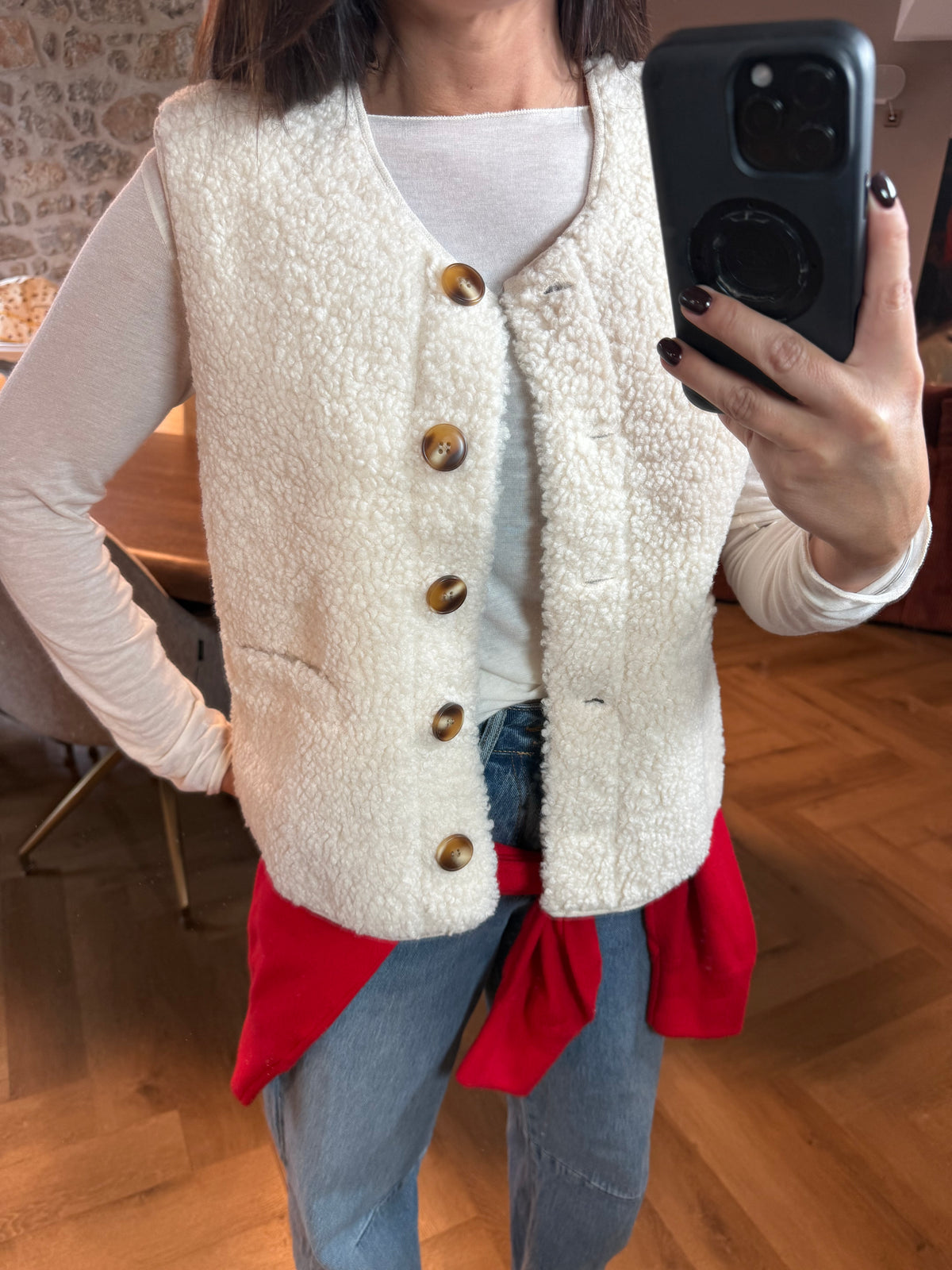 Veste moutonnée écru