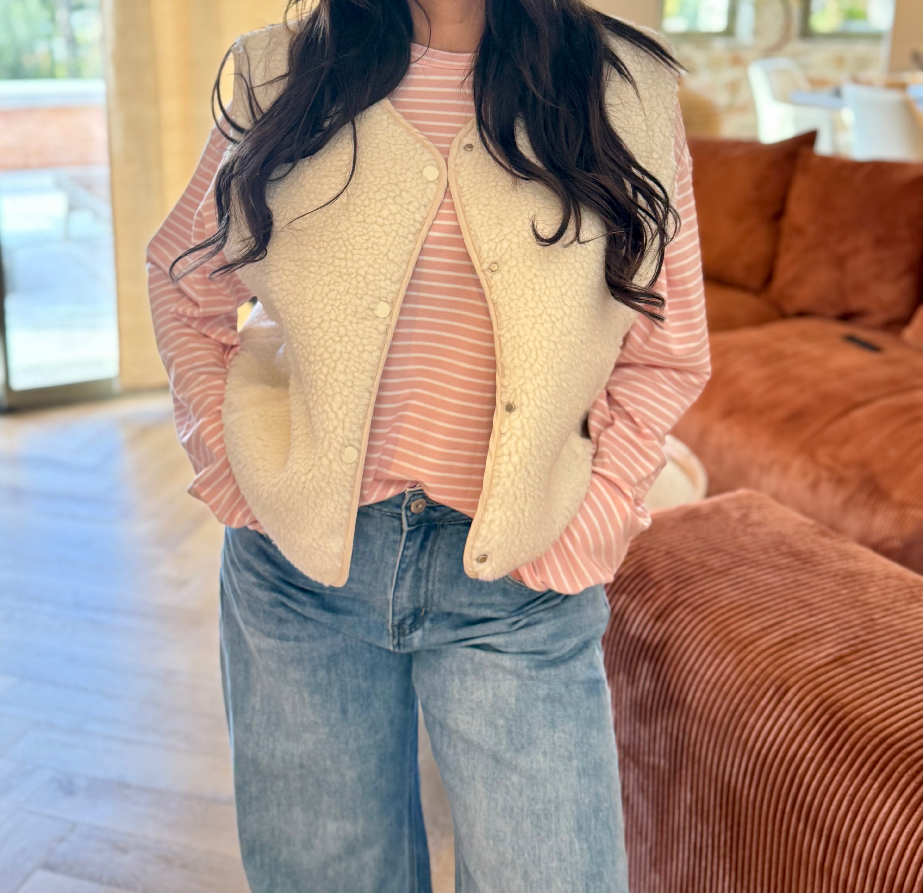 Veste sans manches effet Teddy