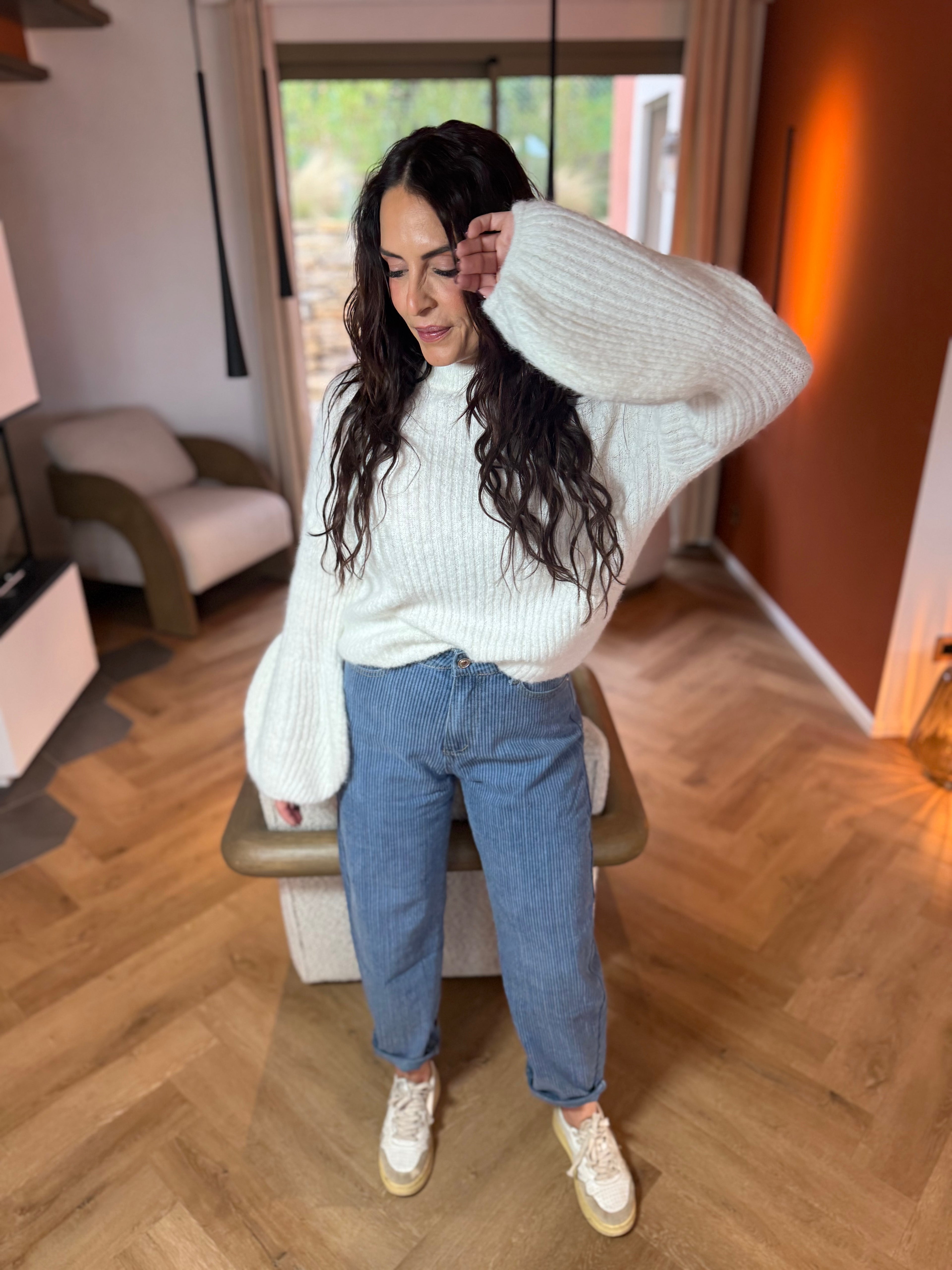 Pull blanc manches ballons