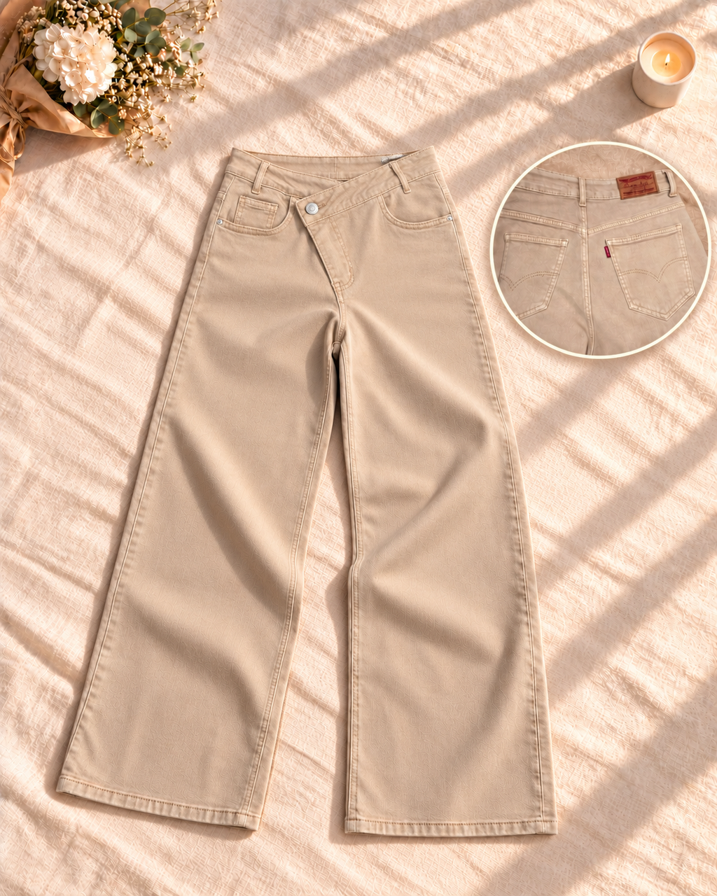 Jean Wide leg beige