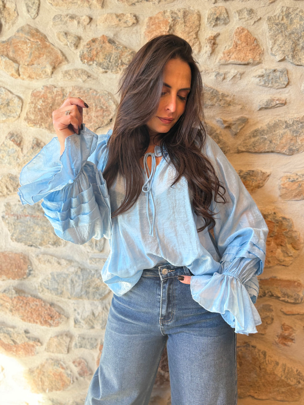 Blouse Olivia bleu ciel