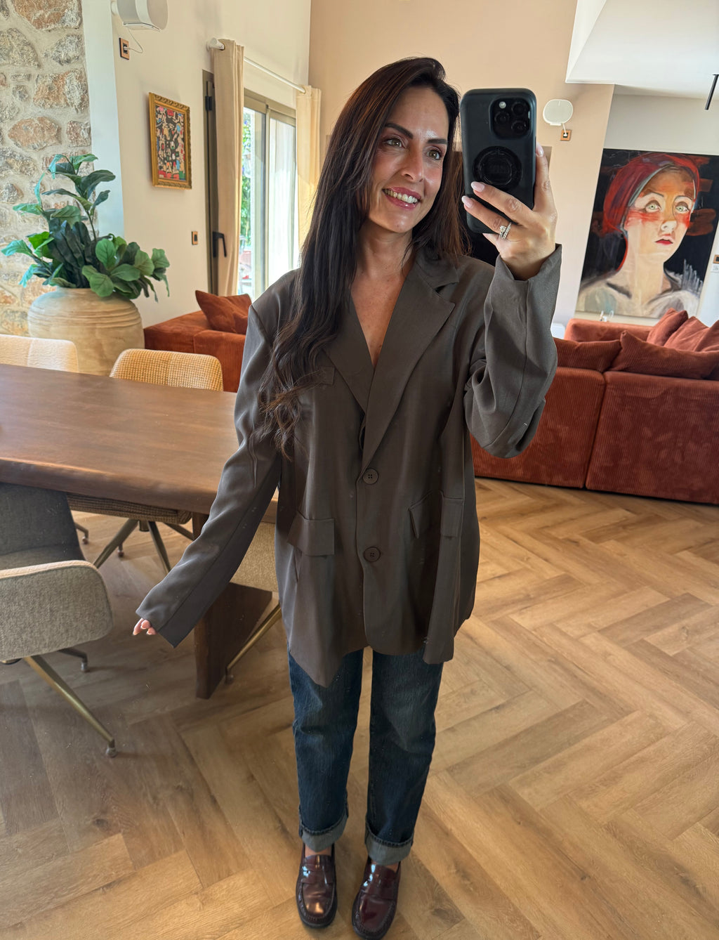 Veste de blazer dos nu chocolat
