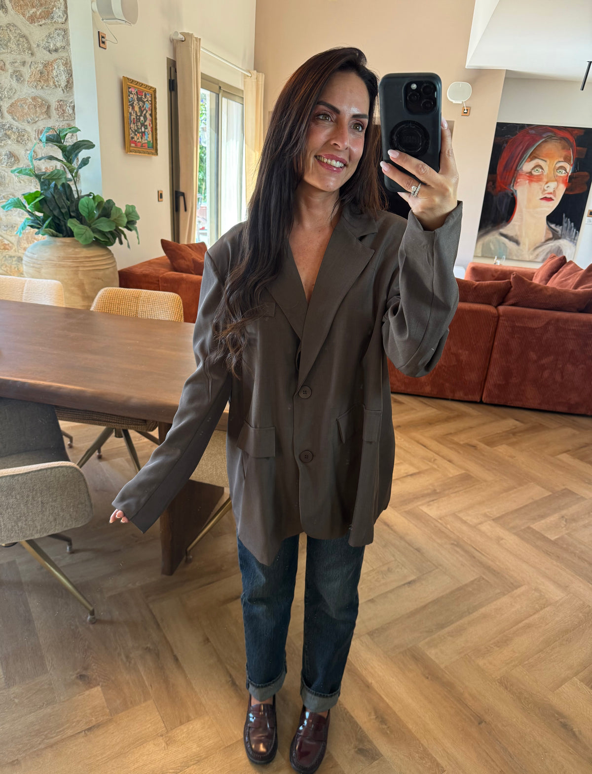 Veste de blazer dos nu chocolat
