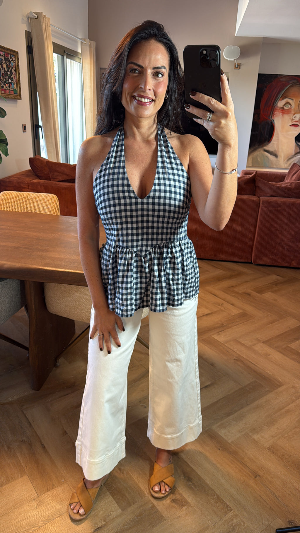 Top vichy marine et blanc