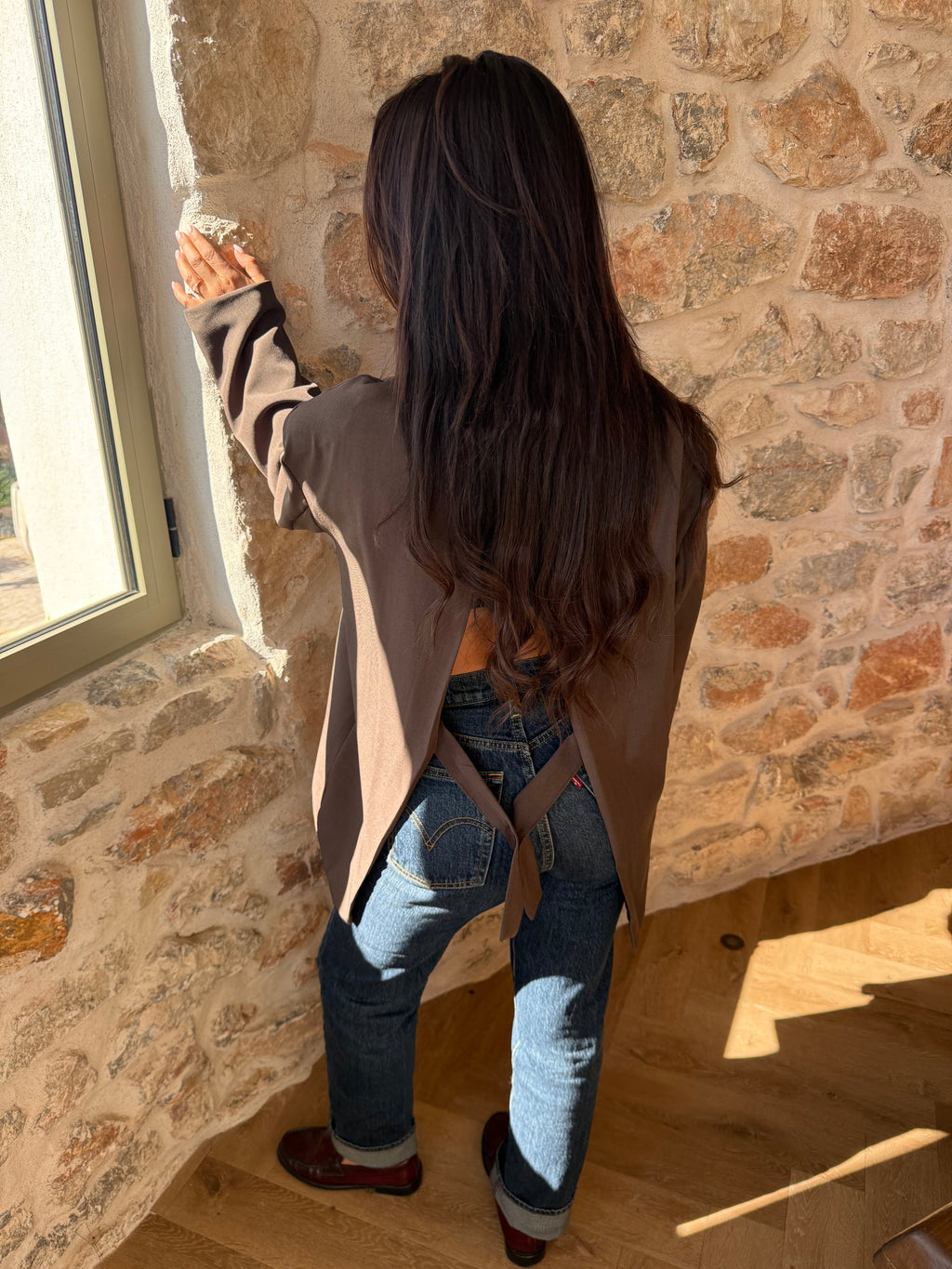 Veste de blazer dos nu chocolat