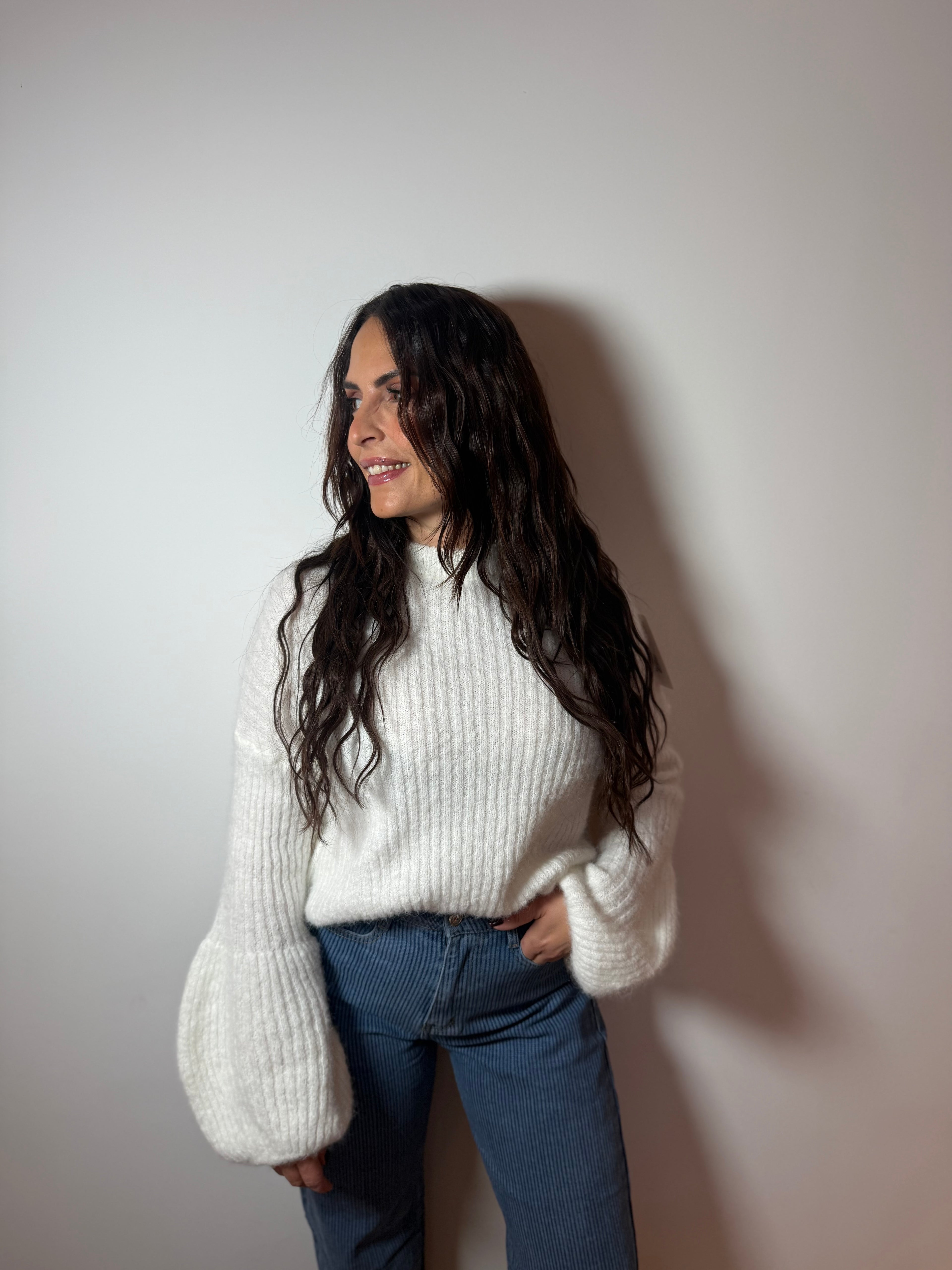 Pull blanc manches ballons