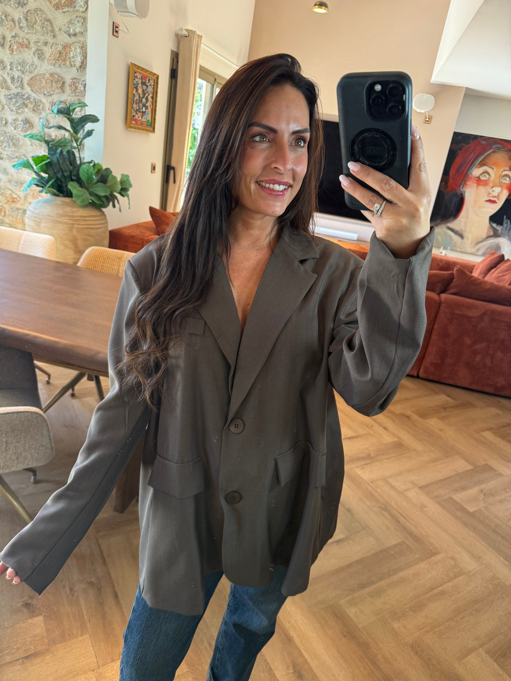 Veste de blazer dos nu chocolat
