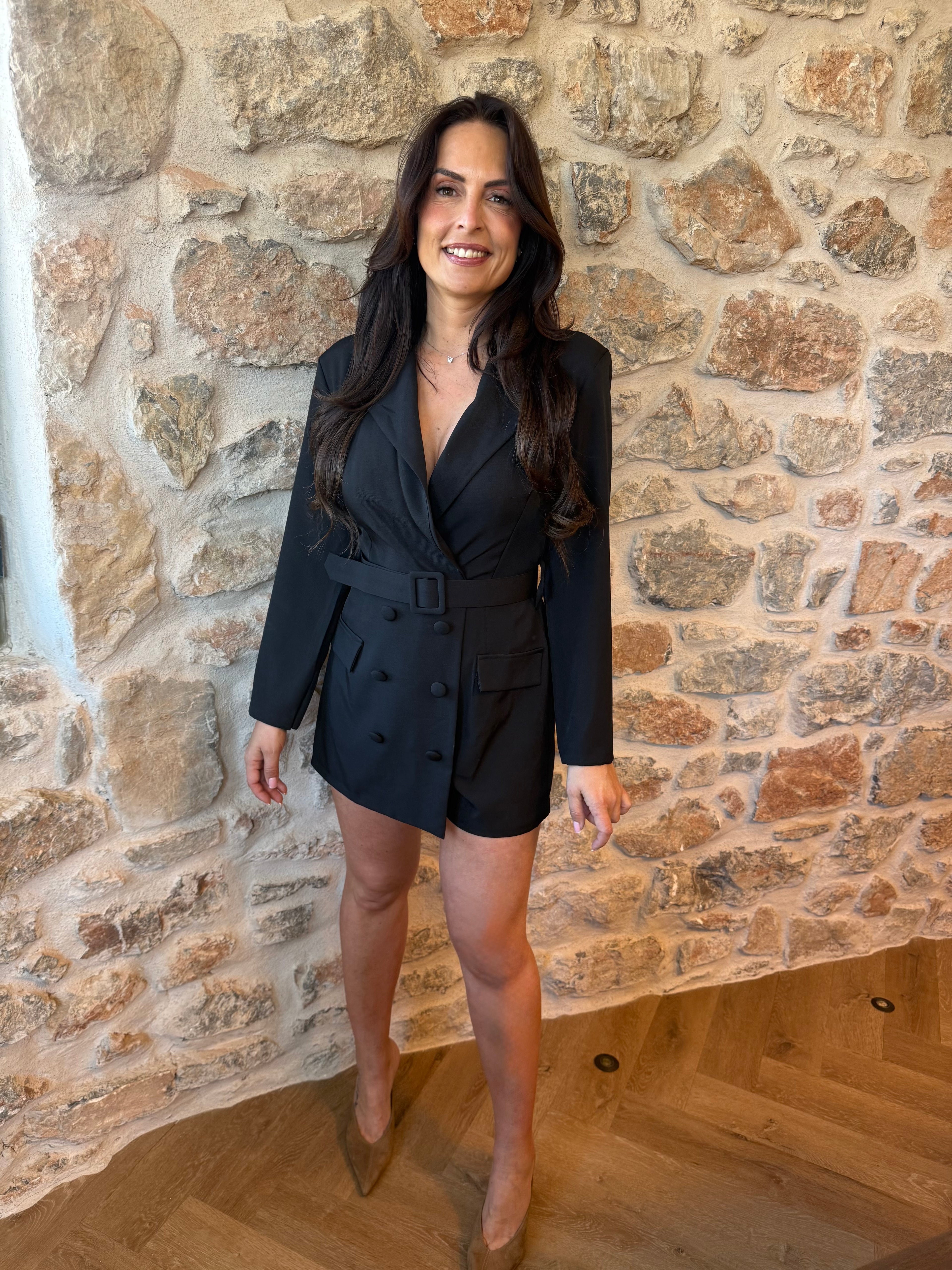 Combishort tailleur noir