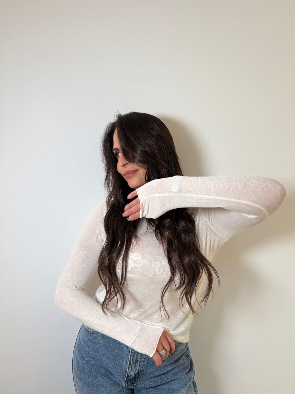 Top manches longues crème