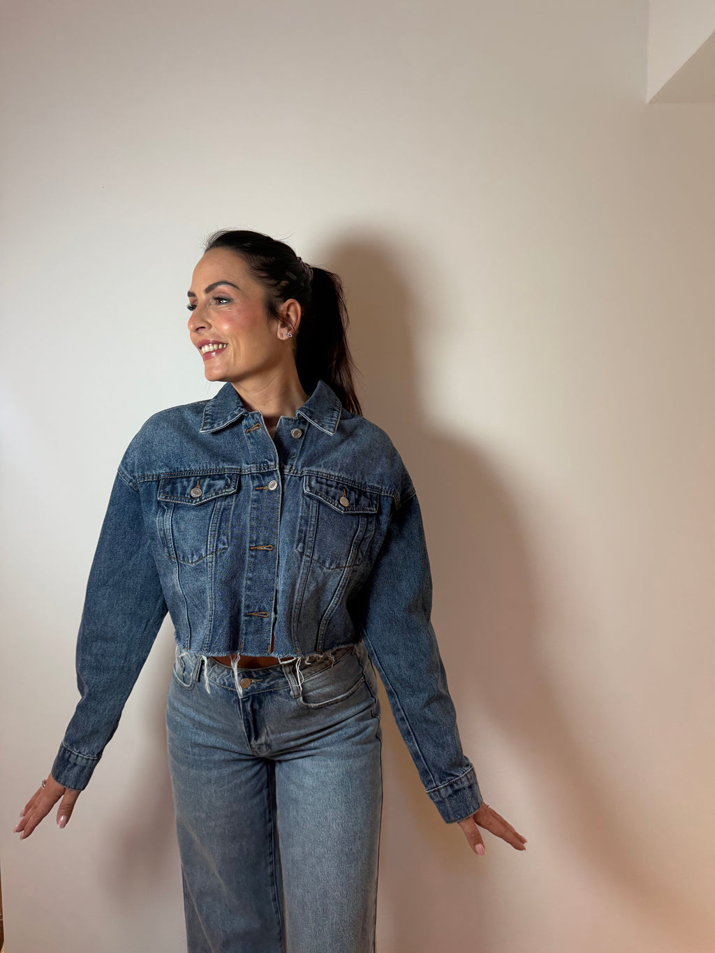 Veste en jean Crop
