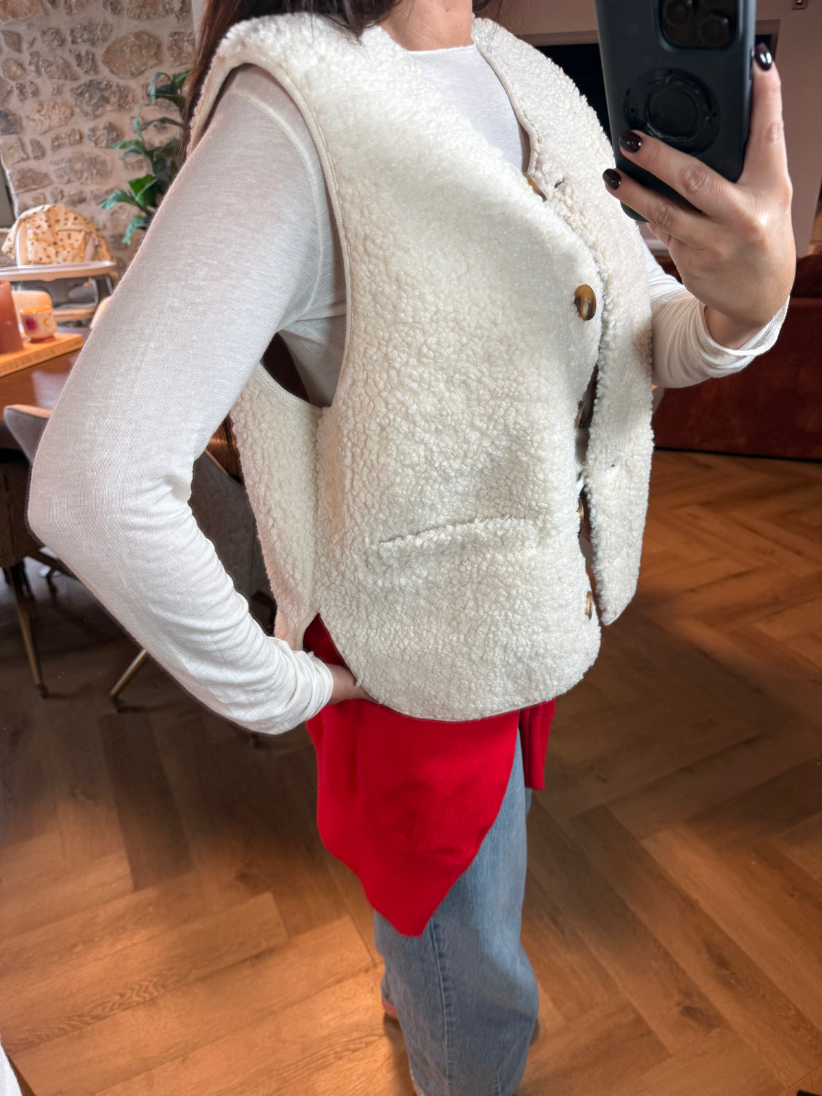 Veste moutonnée écru