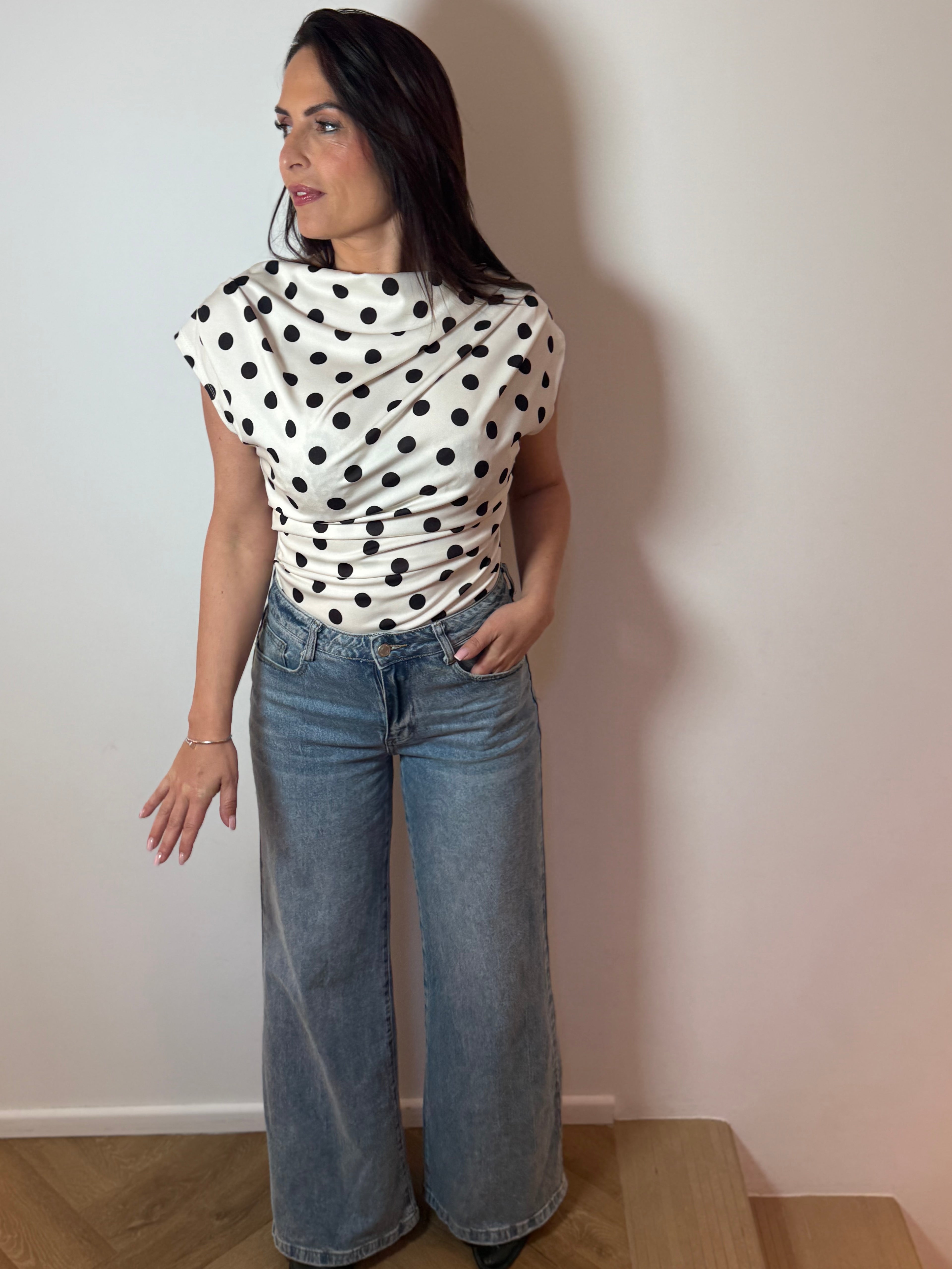 Top polka dots blanc