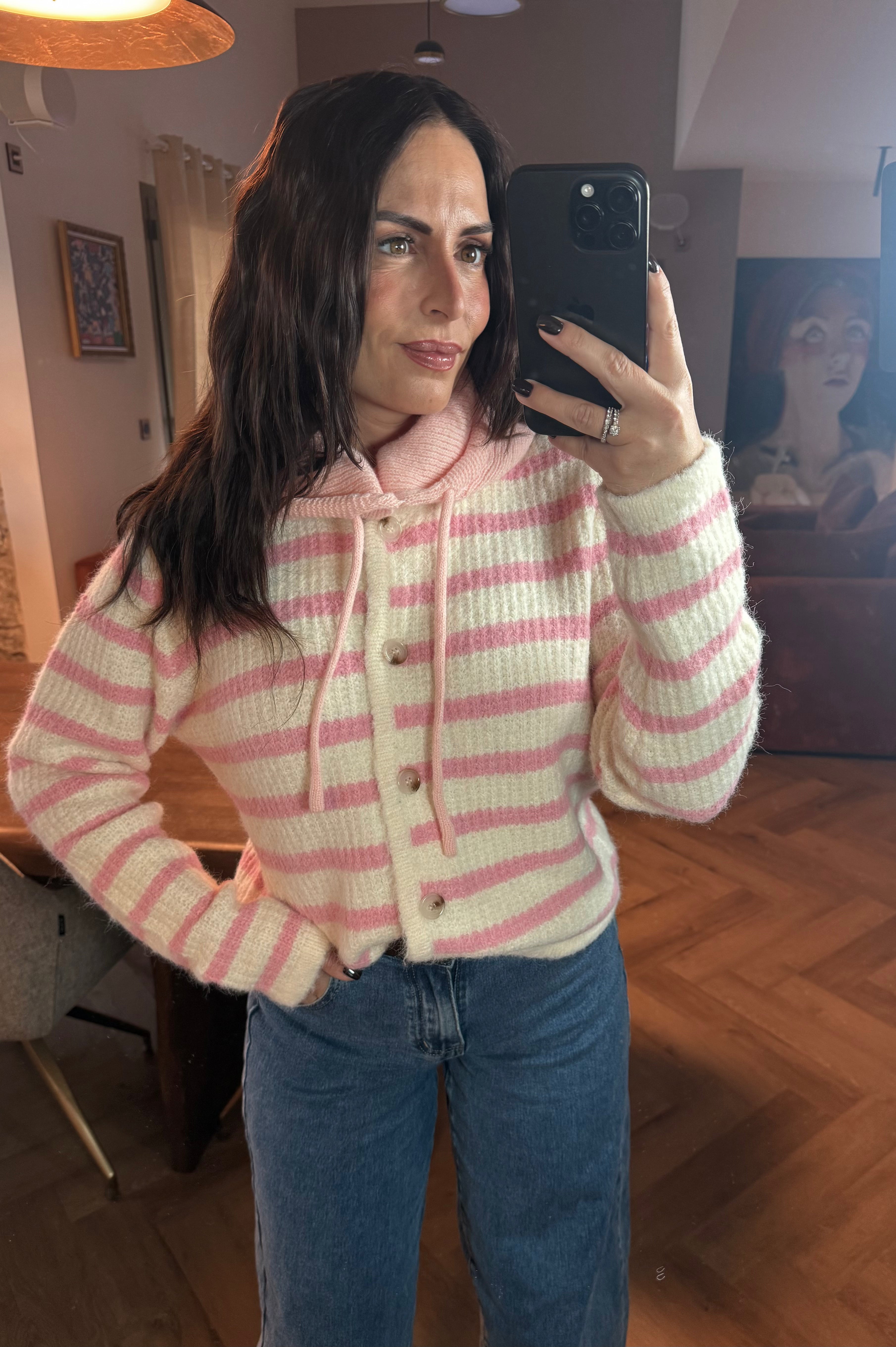 Gilet rayé rose pastel