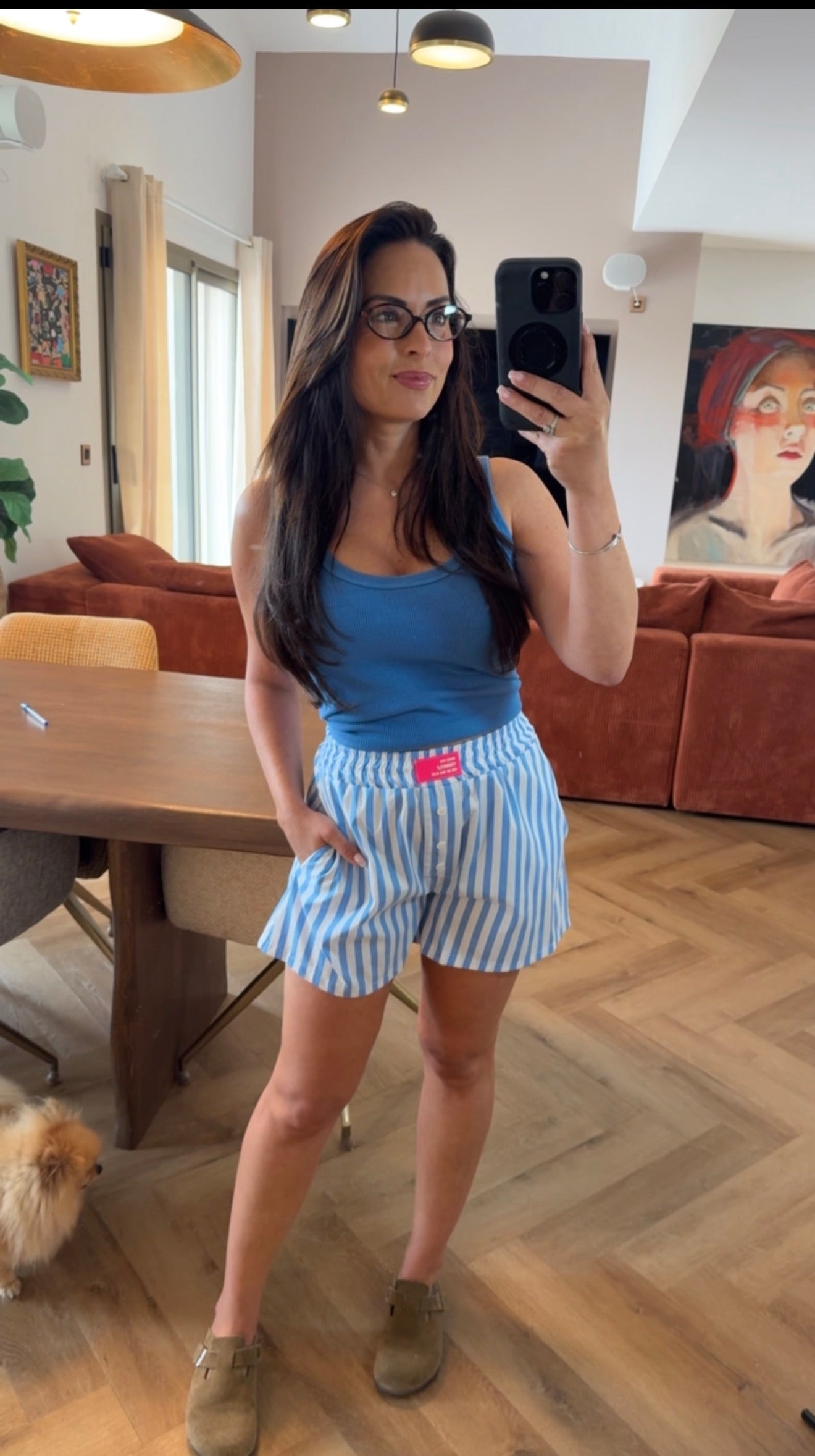 Short rayé blue