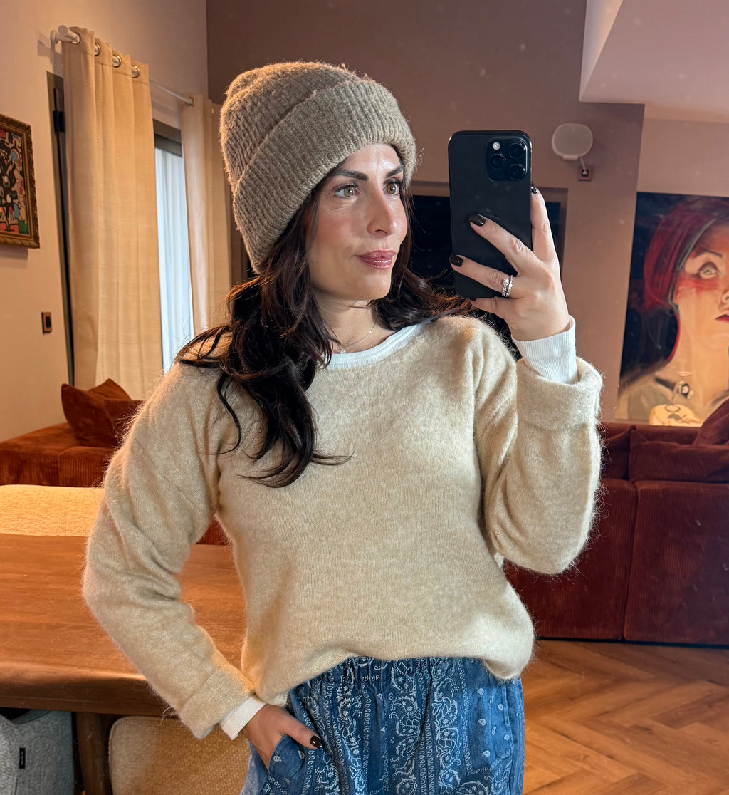 Pull ambre beige