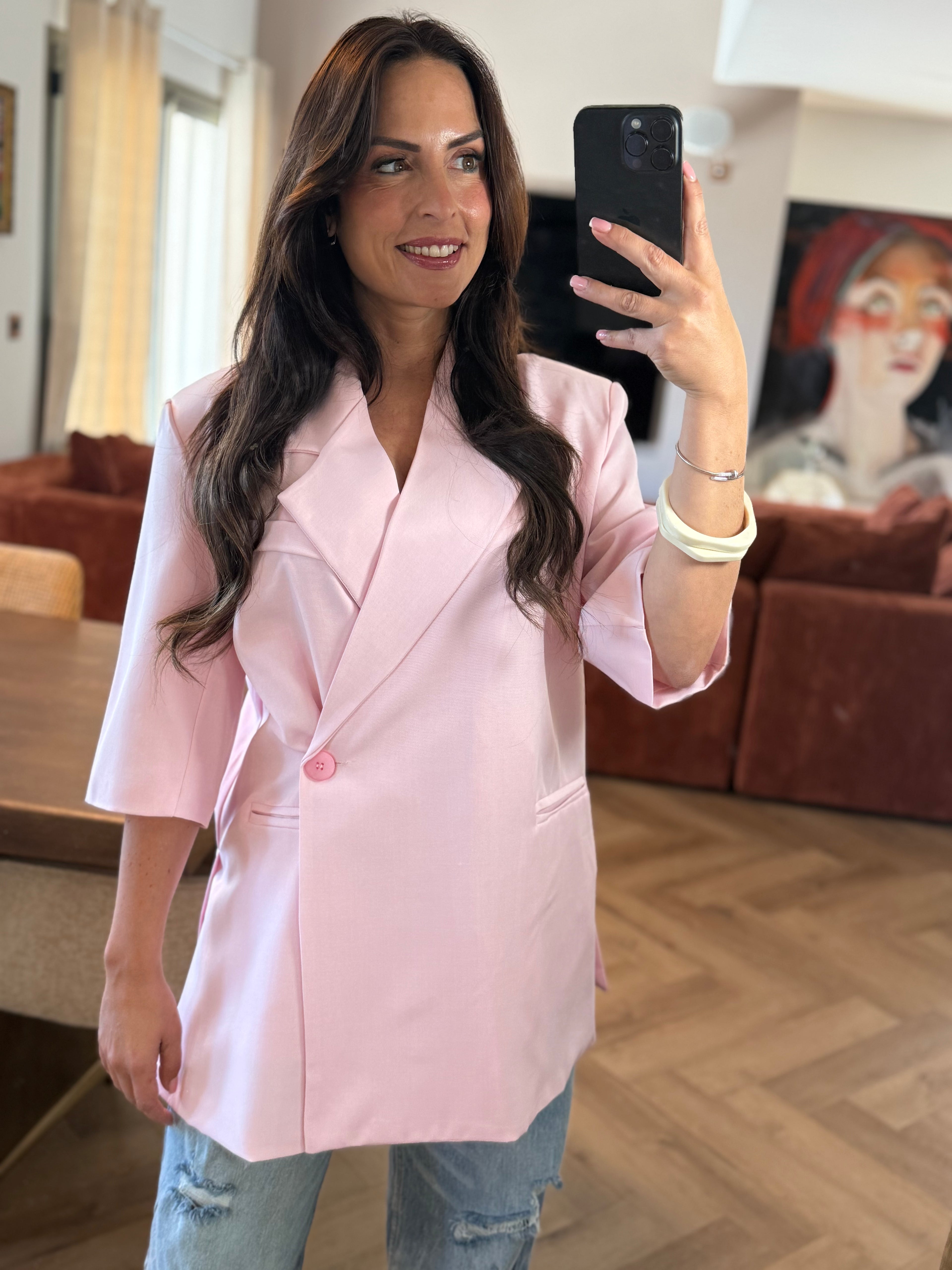 Veste de blazer rose pâle