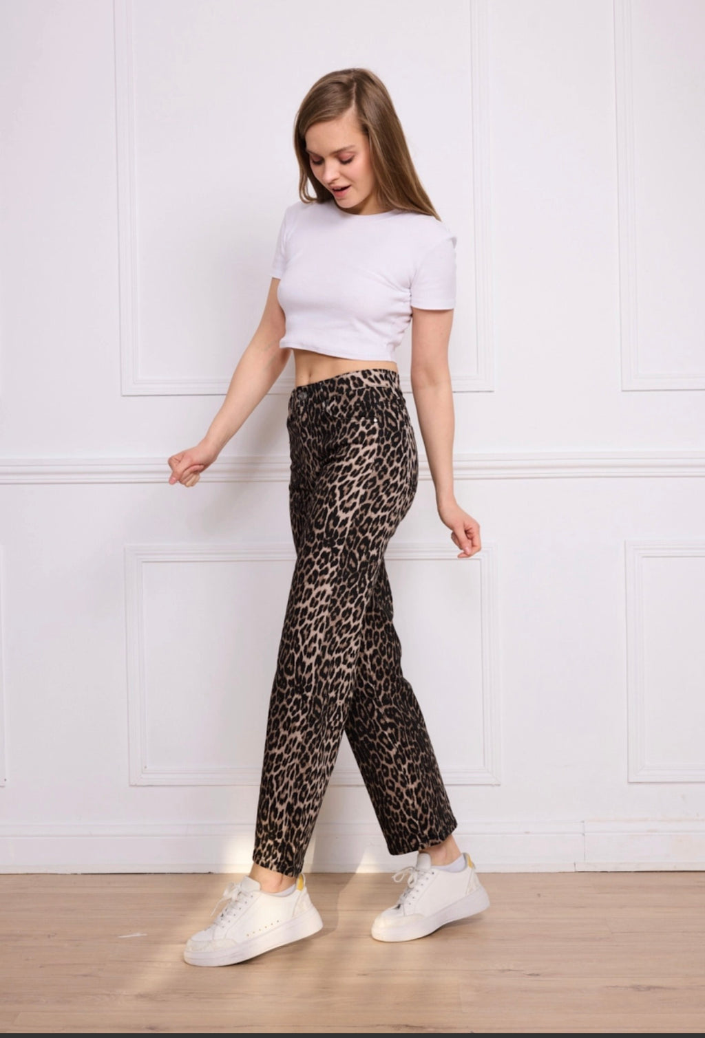 Jean Wide leg imprimée léopard