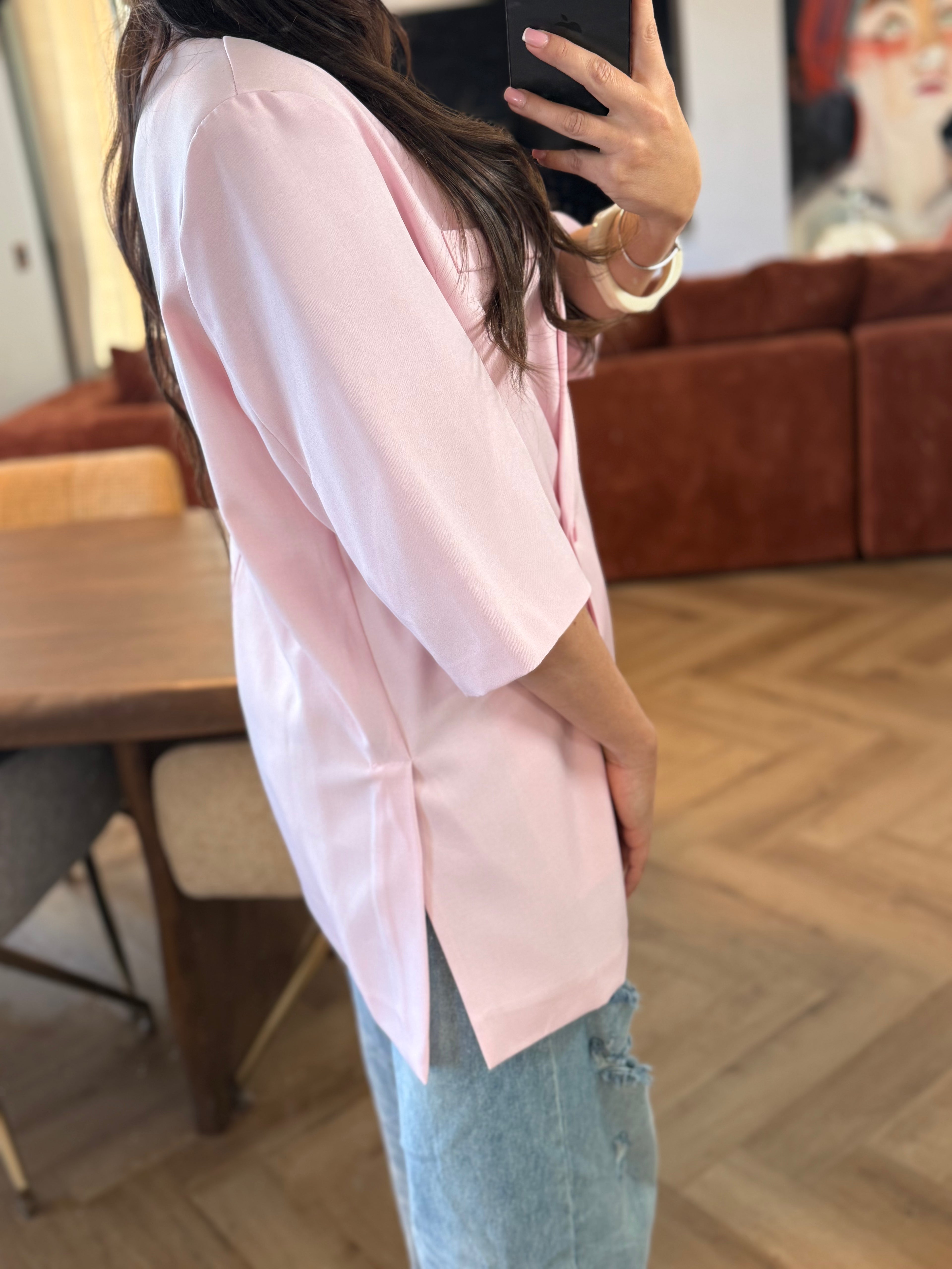 Veste de blazer rose pâle