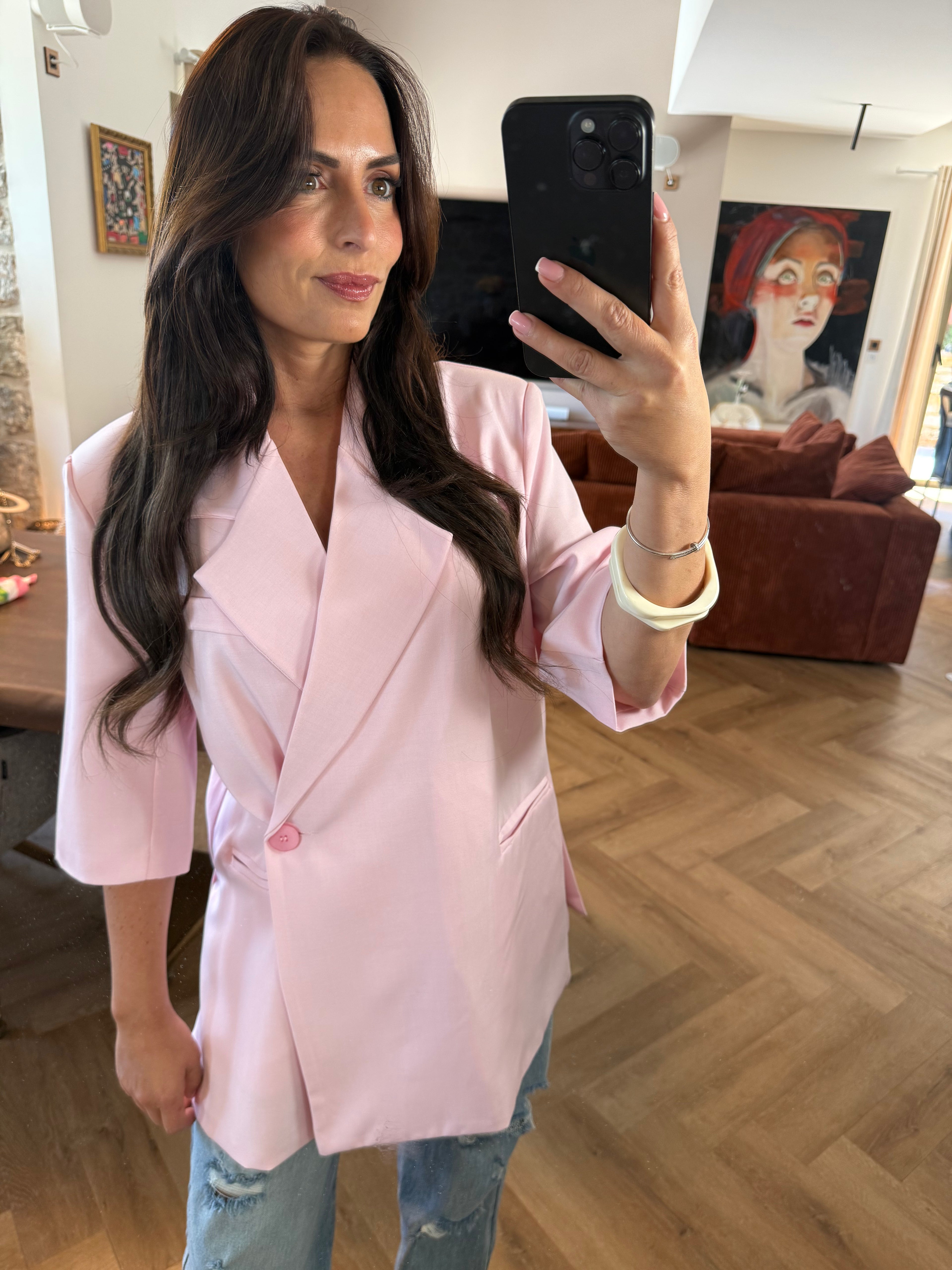 Veste de blazer rose pâle