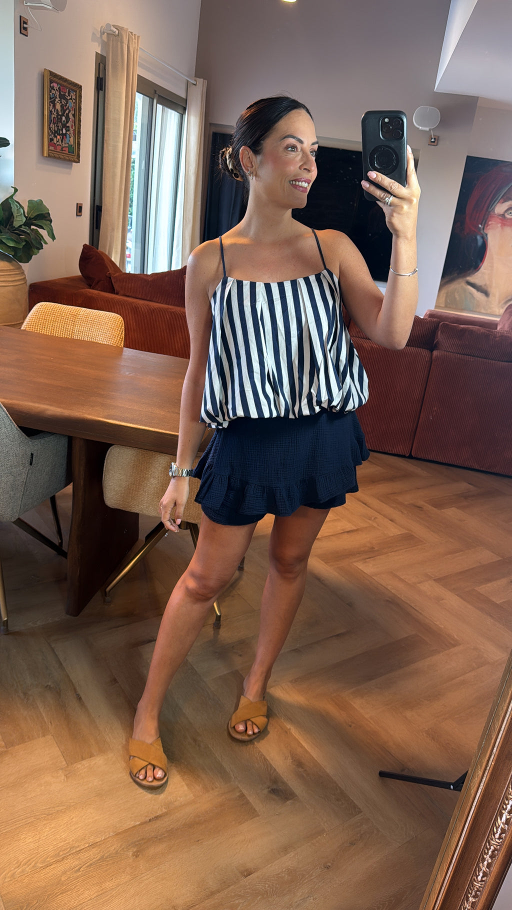 Short jupe en gaz de coton