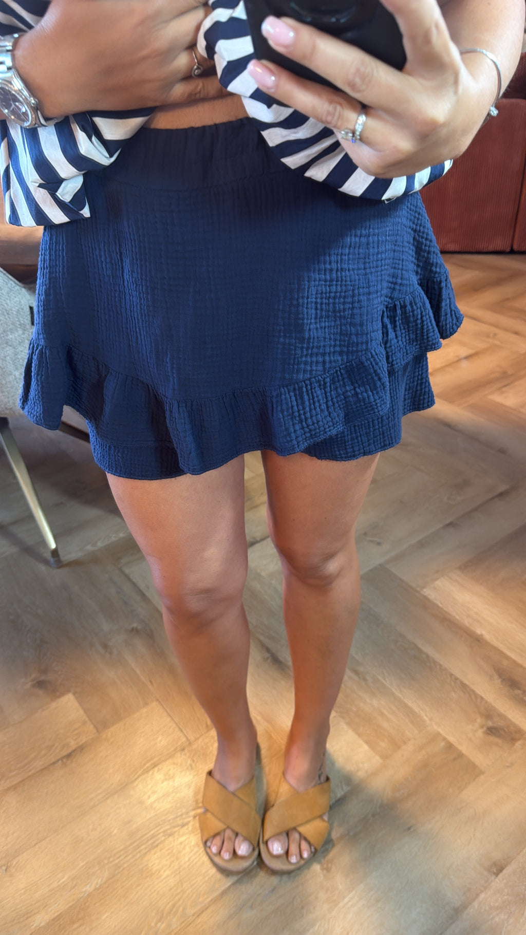 Short jupe en gaz de coton