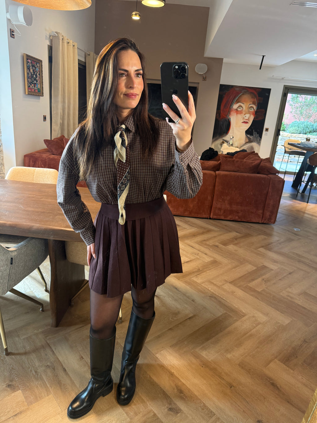 Jupe en maille chocolat