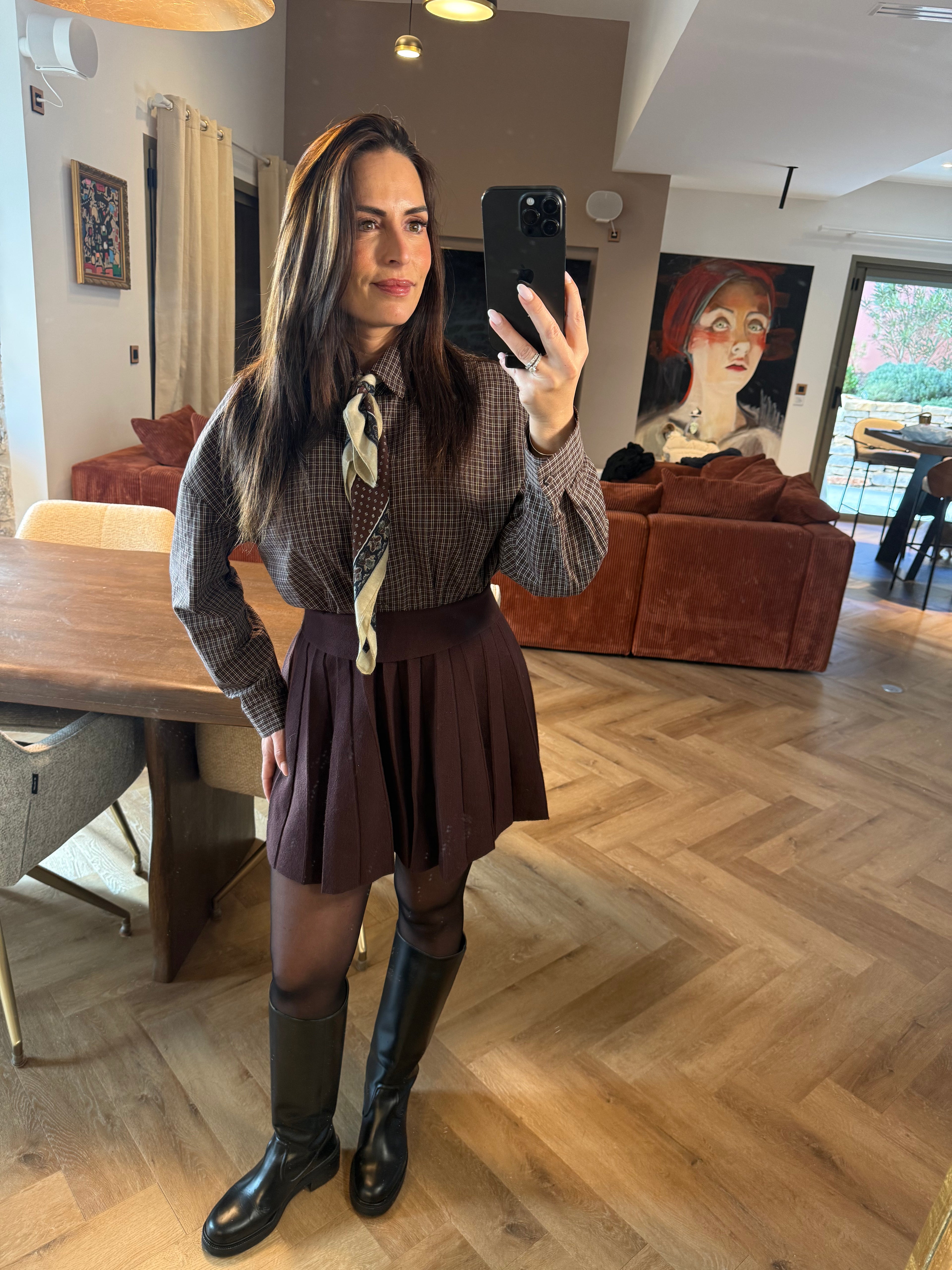 Jupe en maille chocolat