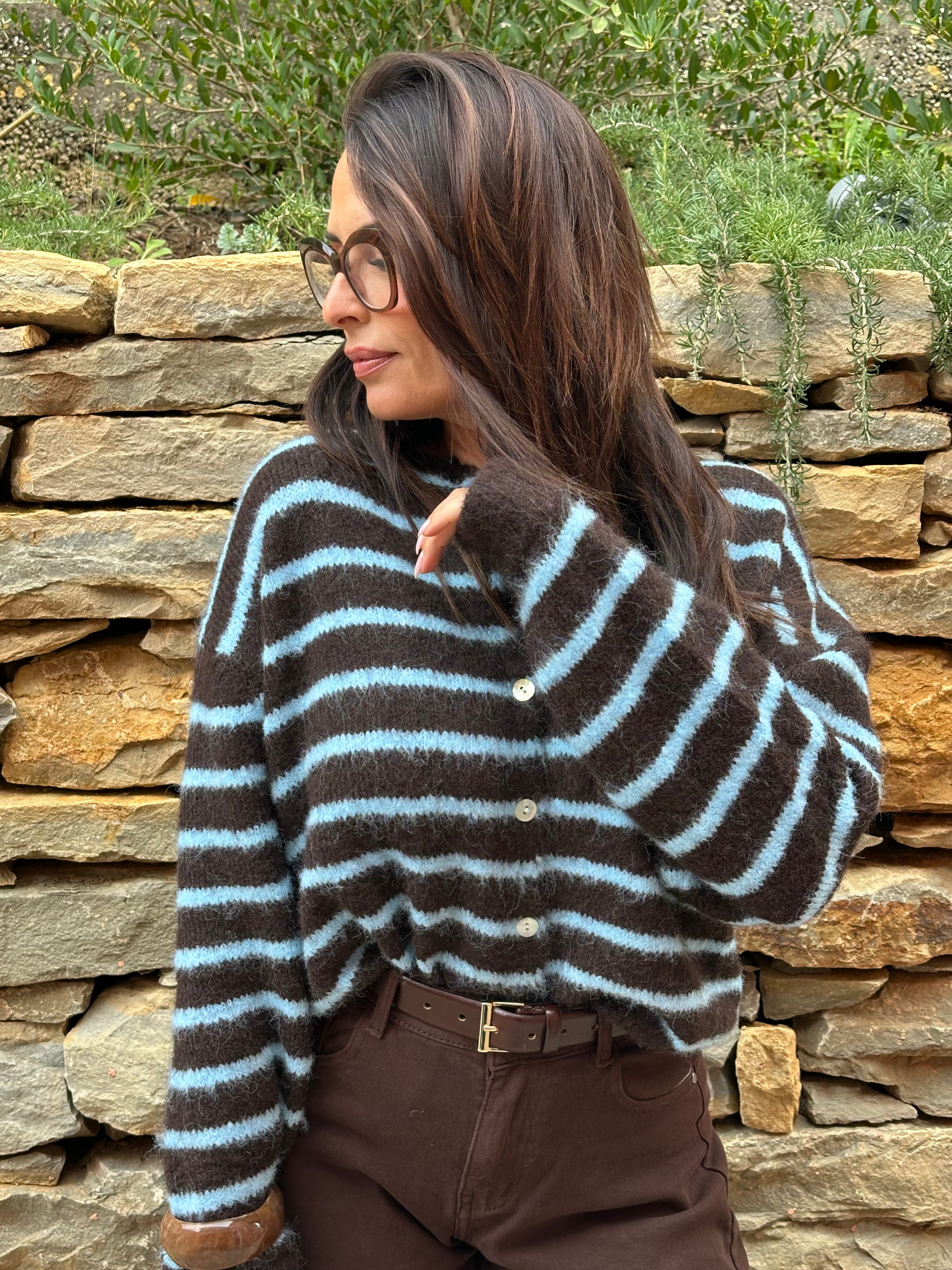 Gilet rayé chocolat