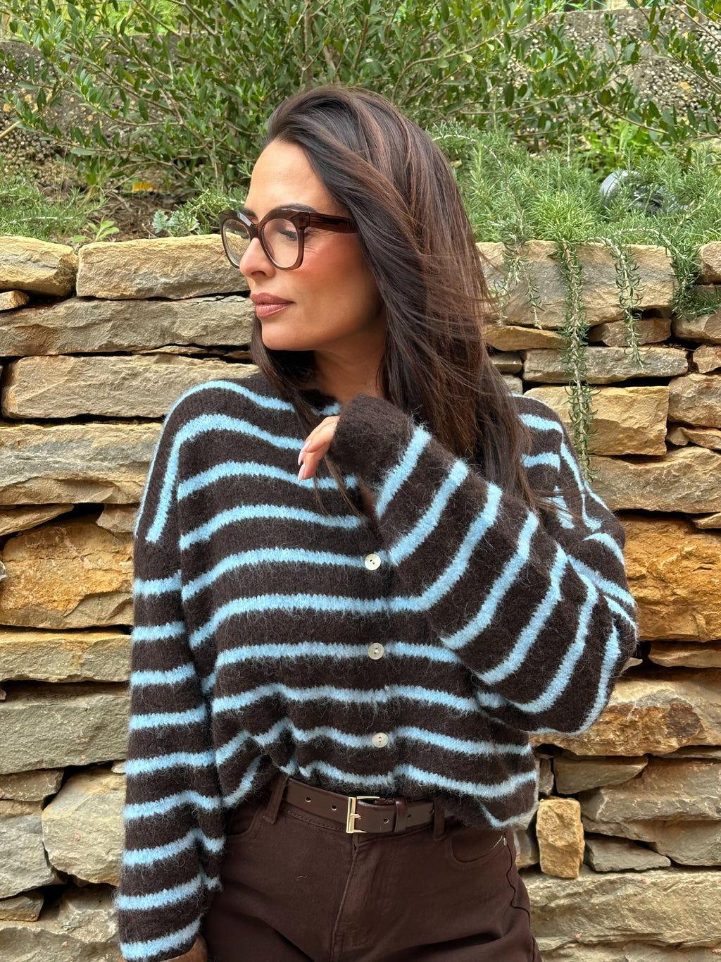 Gilet rayé chocolat