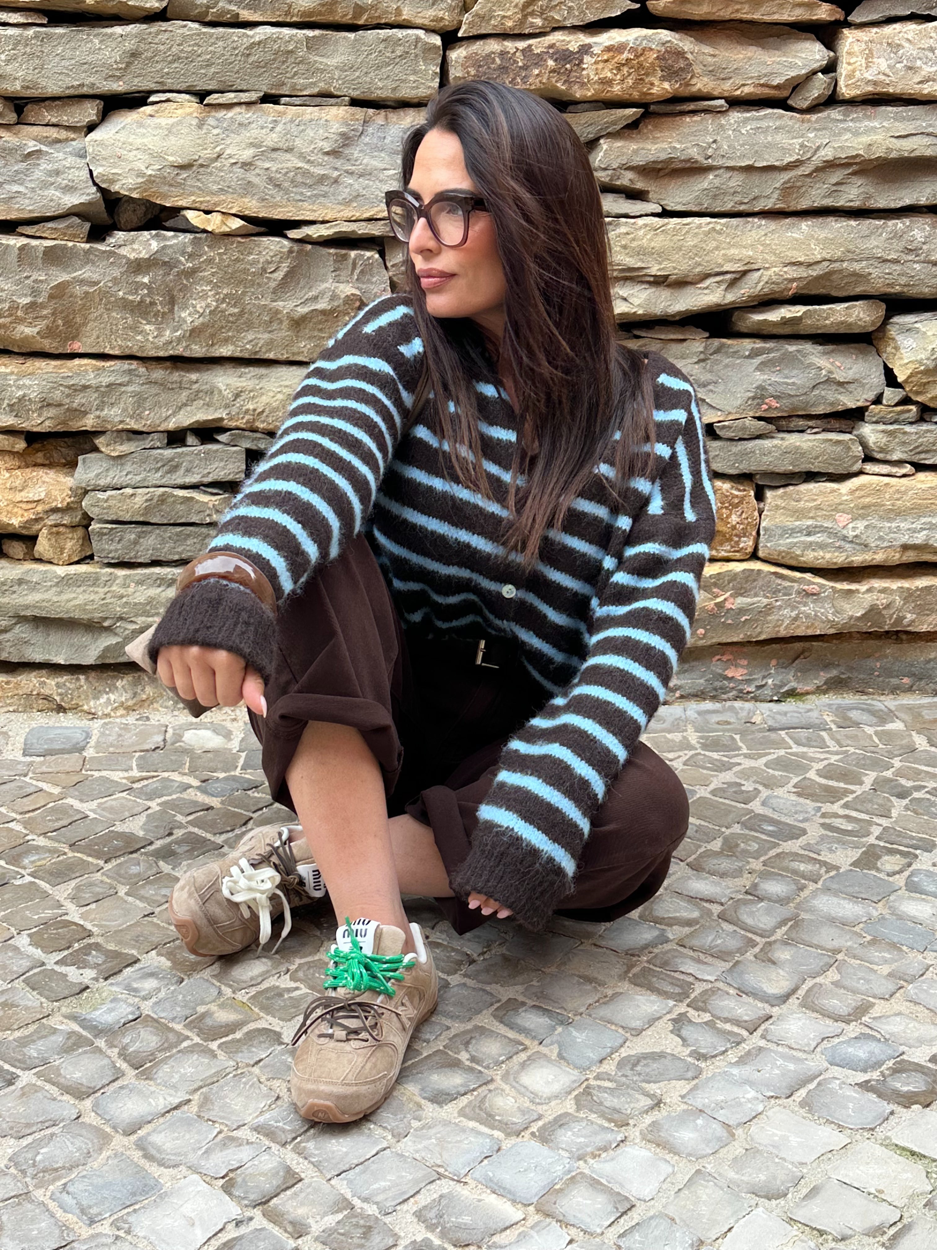 Gilet rayé chocolat